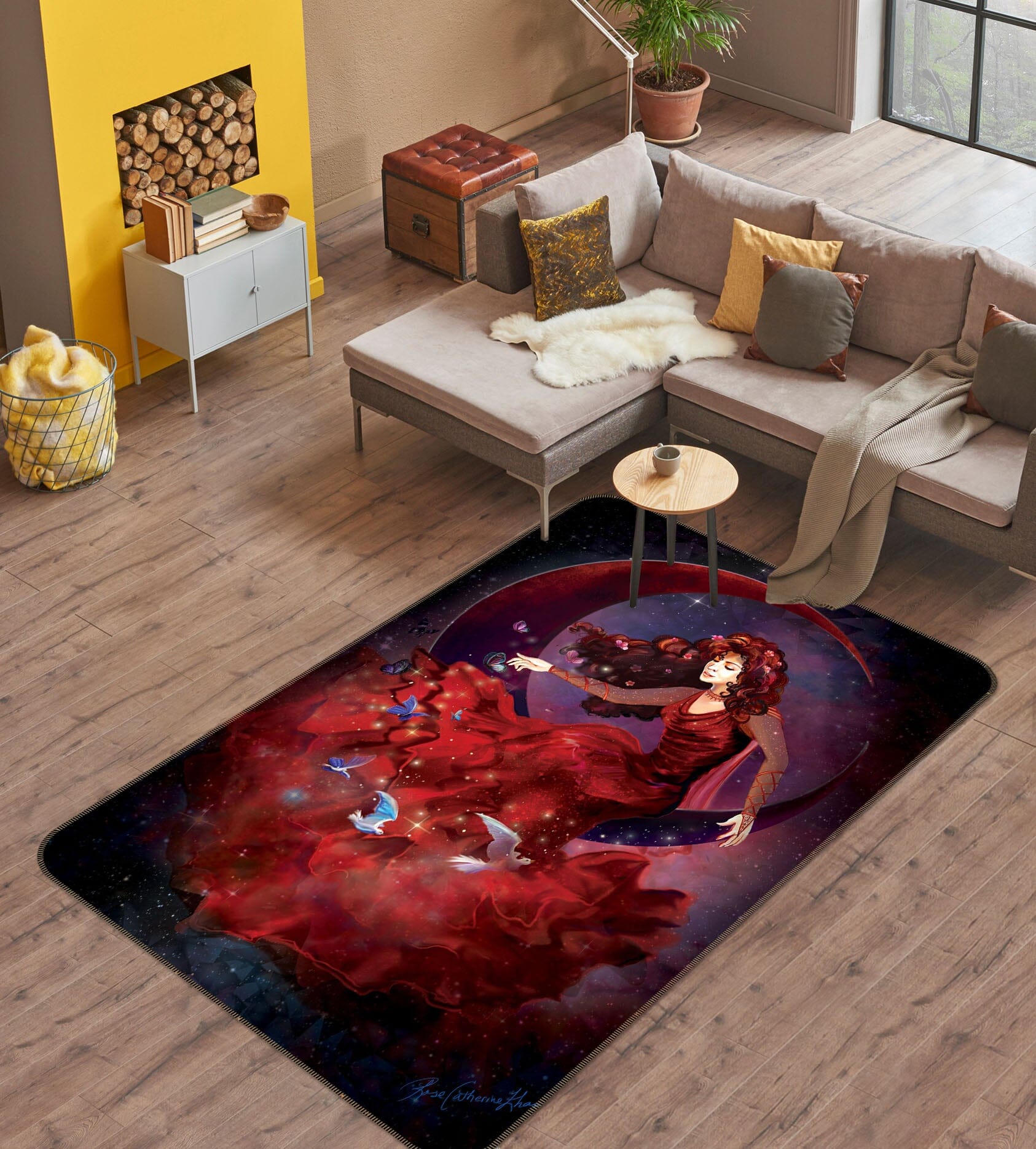 3D Red Girl 3032 Rose Catherine Khan Rug Non Slip Rug Mat Mat AJ Creativity Home