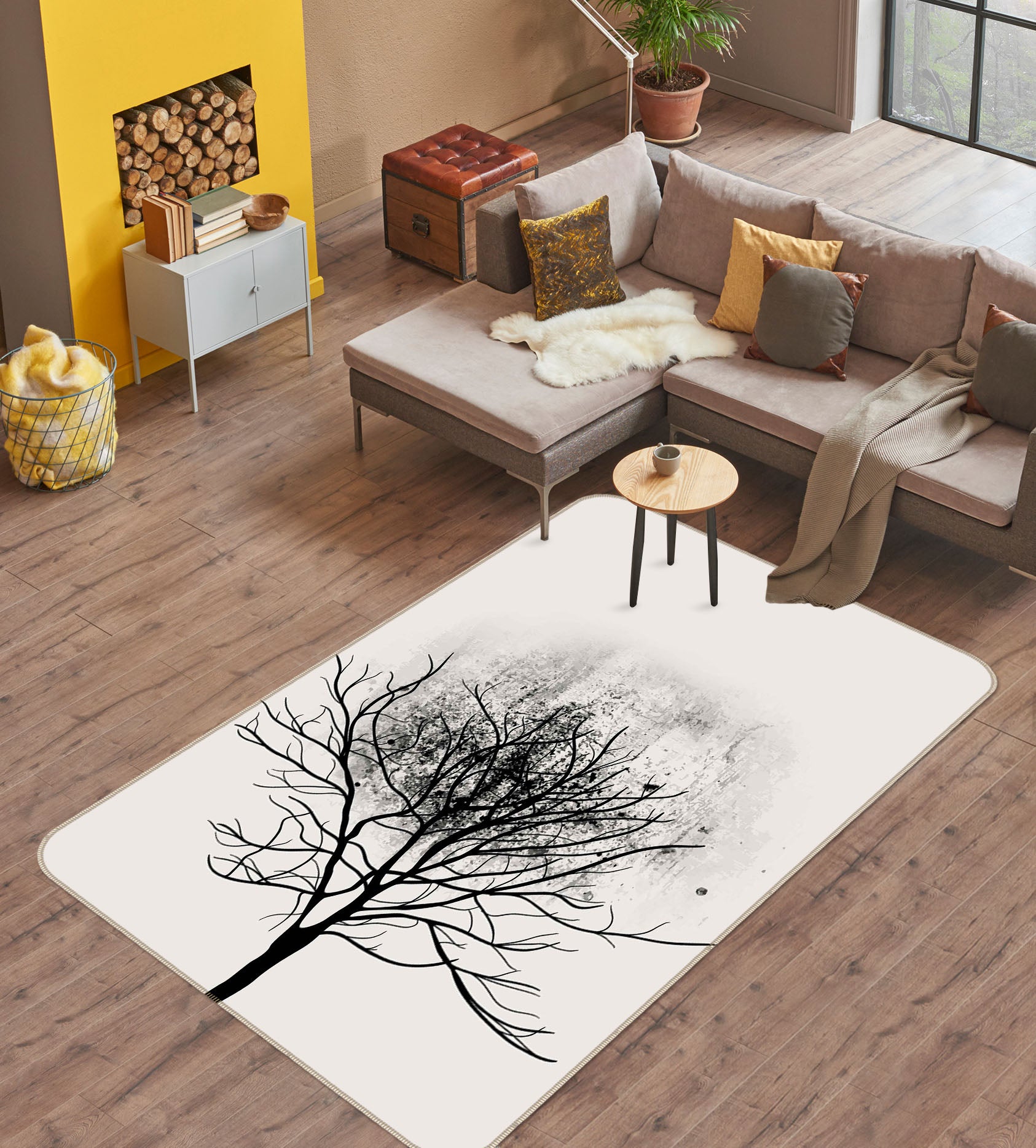 3D Black Dead Tree 84146 Boris Draschoff Rug Non Slip Rug Mat