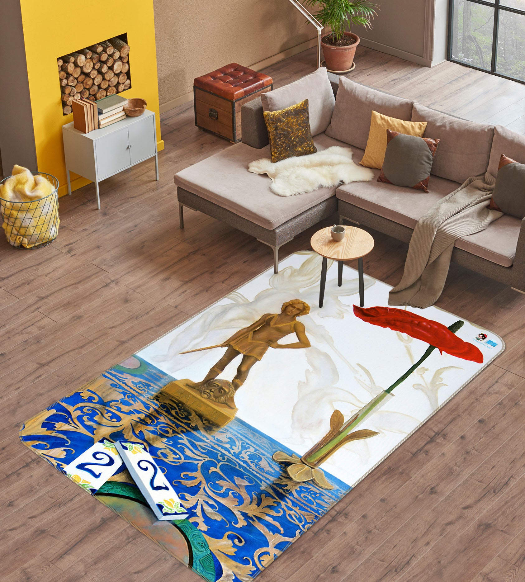 3D Portrait Statue 11157 Matthew Holden Bates Rug Non Slip Rug Mat