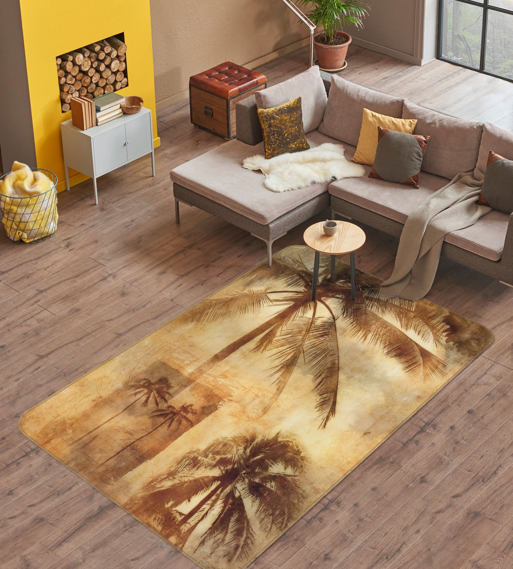 3D Coconut Tree 32184 Non Slip Rug Mat
