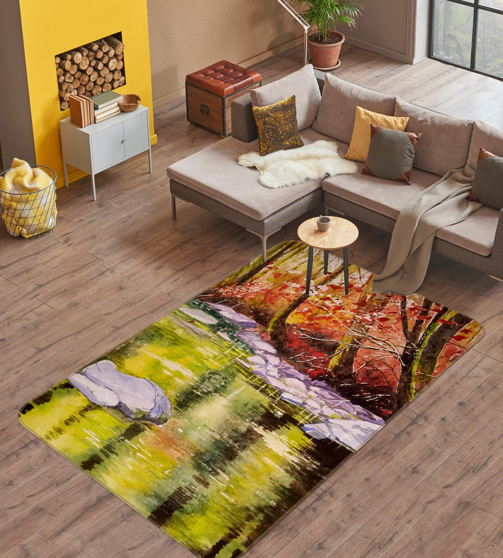 3D Tree River 27083 Non Slip Rug Mat