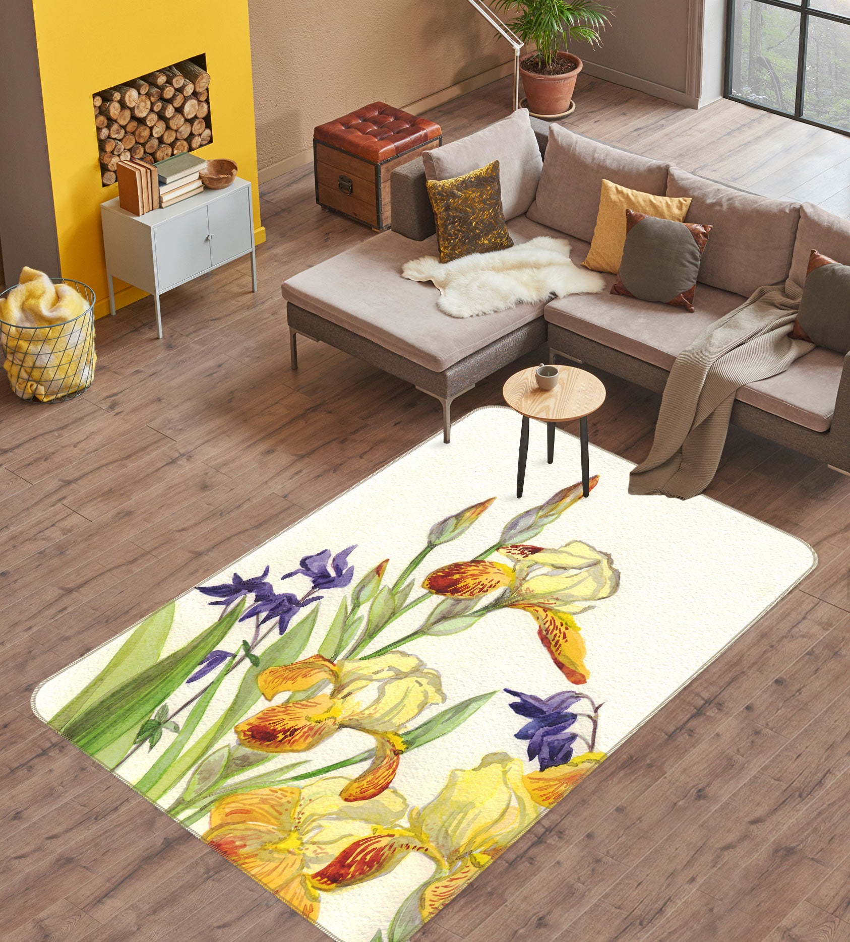 3D Flowers Pattern 33059 Non Slip Rug Mat