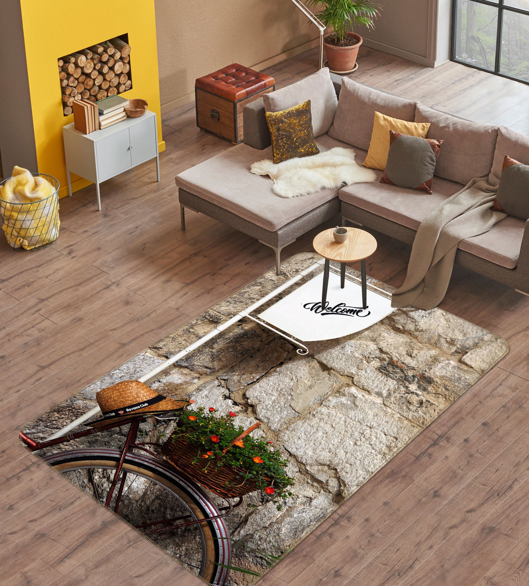 3D Bicycle Flower Pot 42035 Vehicle Non Slip Rug Mat