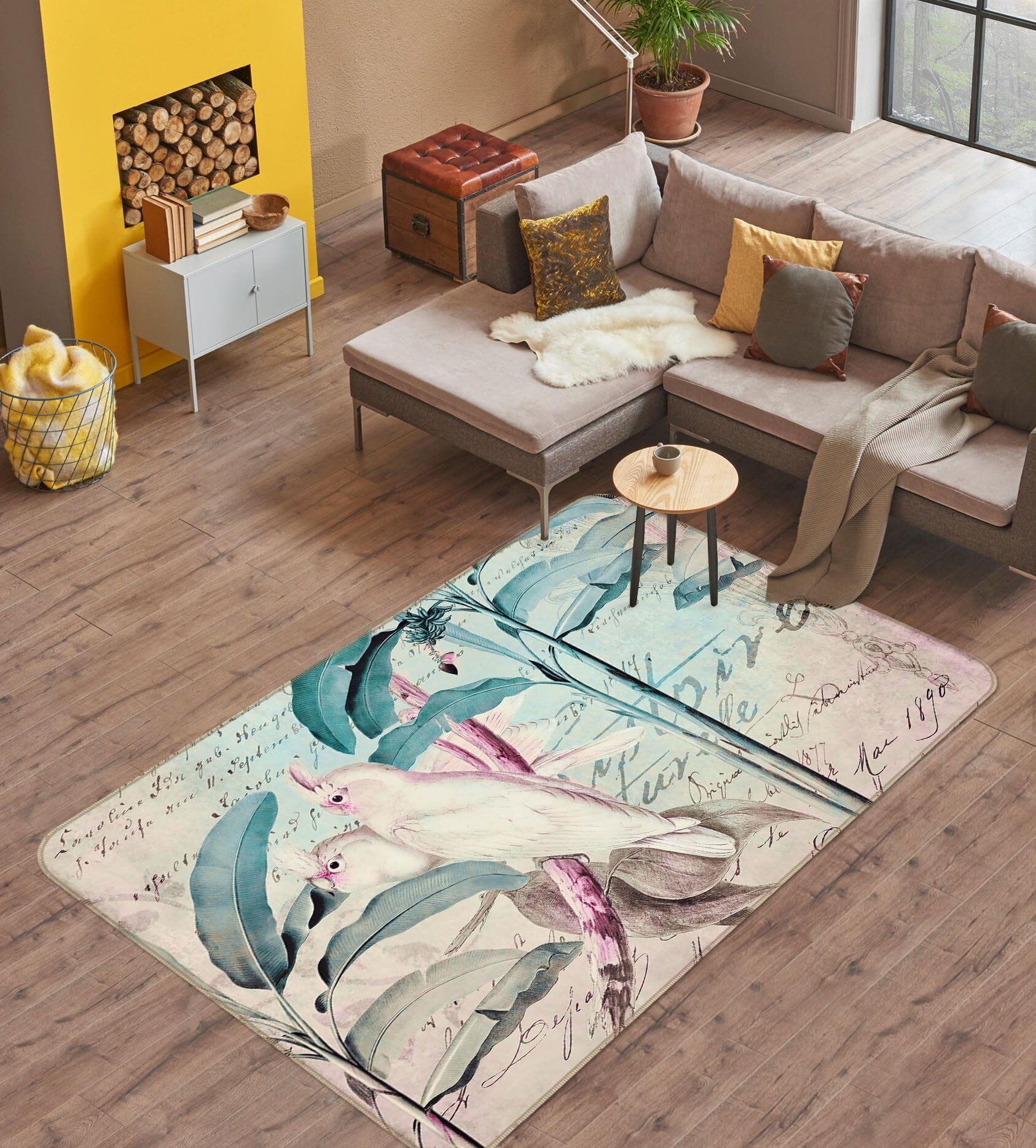 3D White Parrot 1033 Andrea haase Rug Non Slip Rug Mat Mat AJ Creativity Home