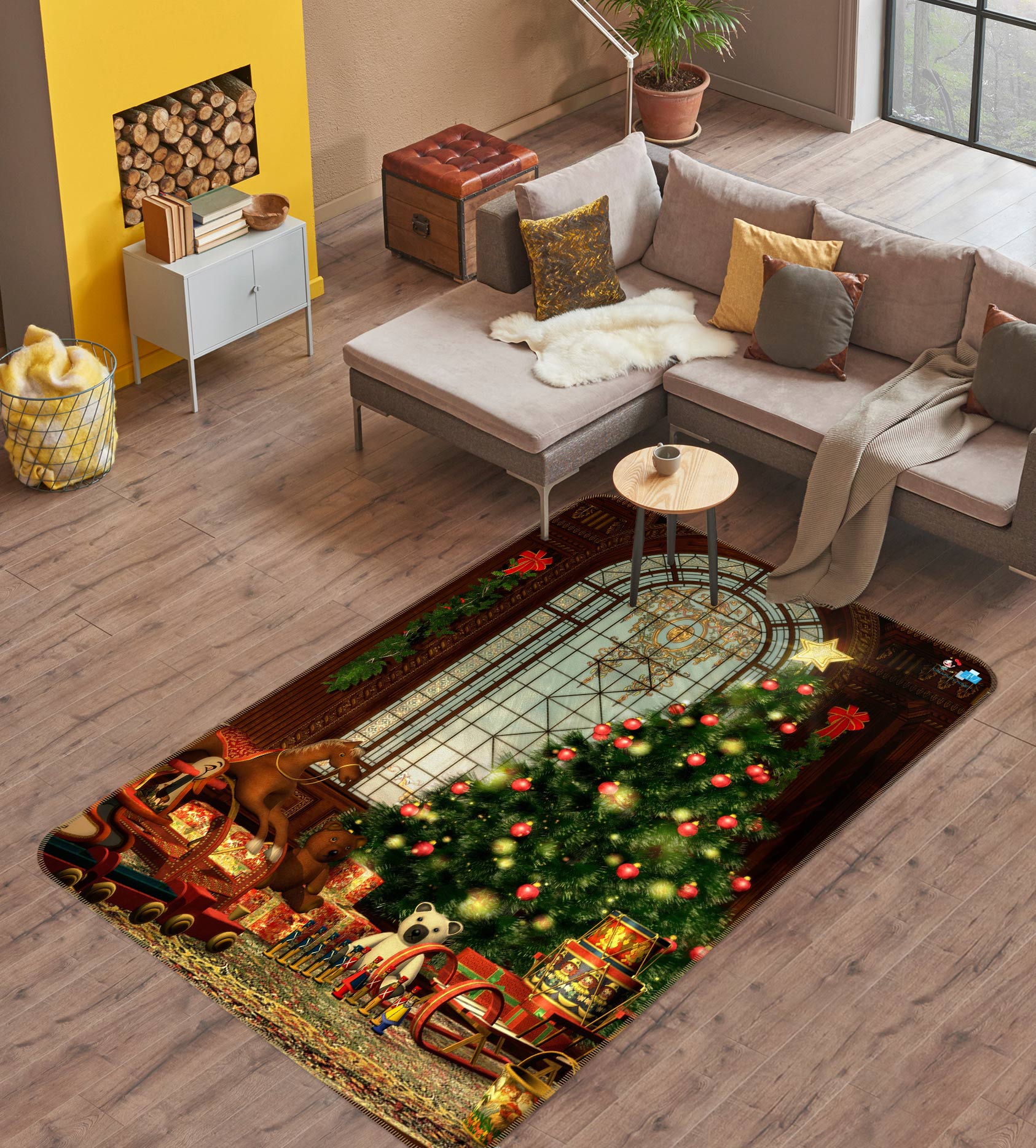 3D Tree Little Trojan Horse 55030 Christmas Non Slip Rug Mat Xmas