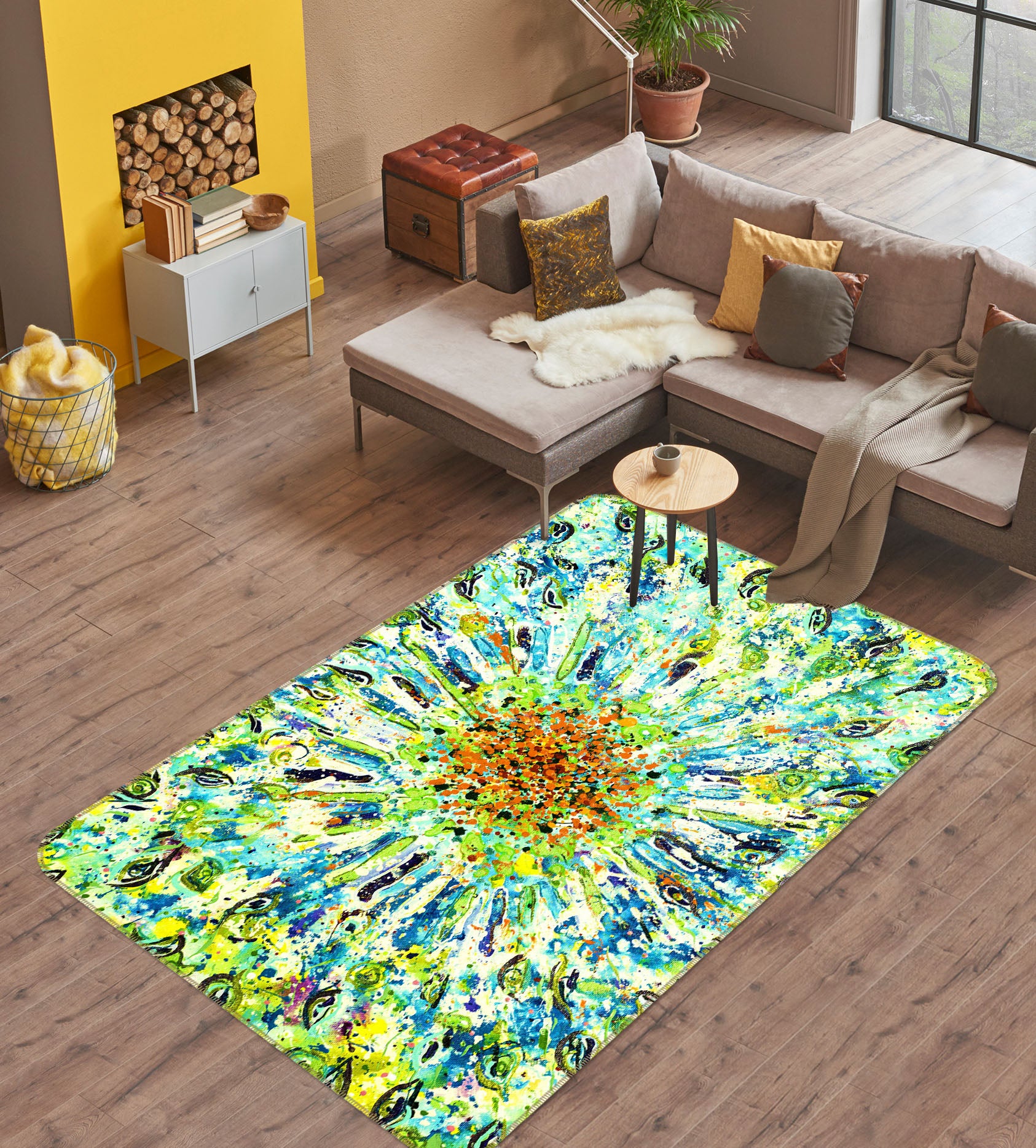 3D Light Green Pattern 65006 Non Slip Rug Mat