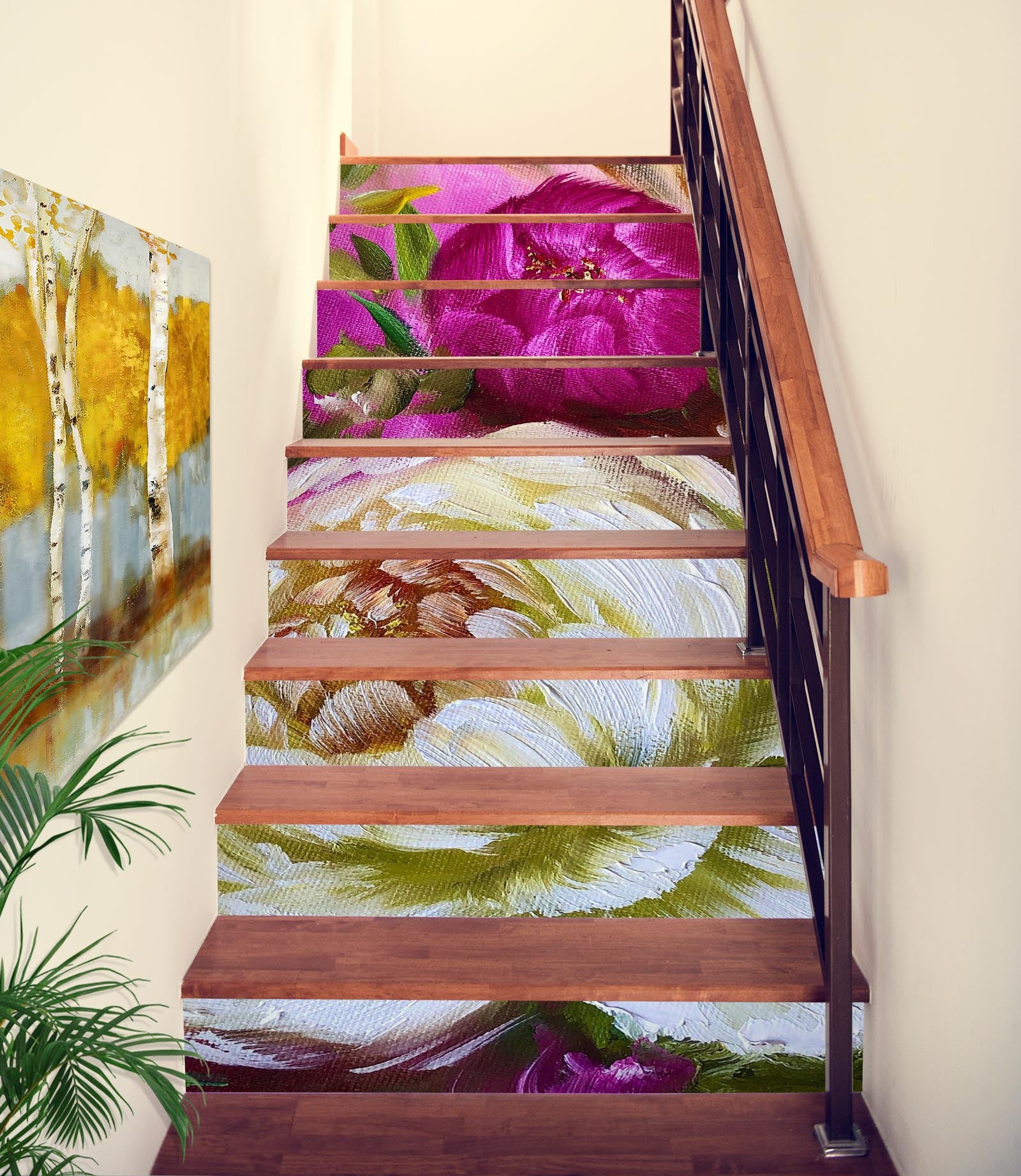 3D Large White Flowers 2034 Skromova Marina Stair Risers