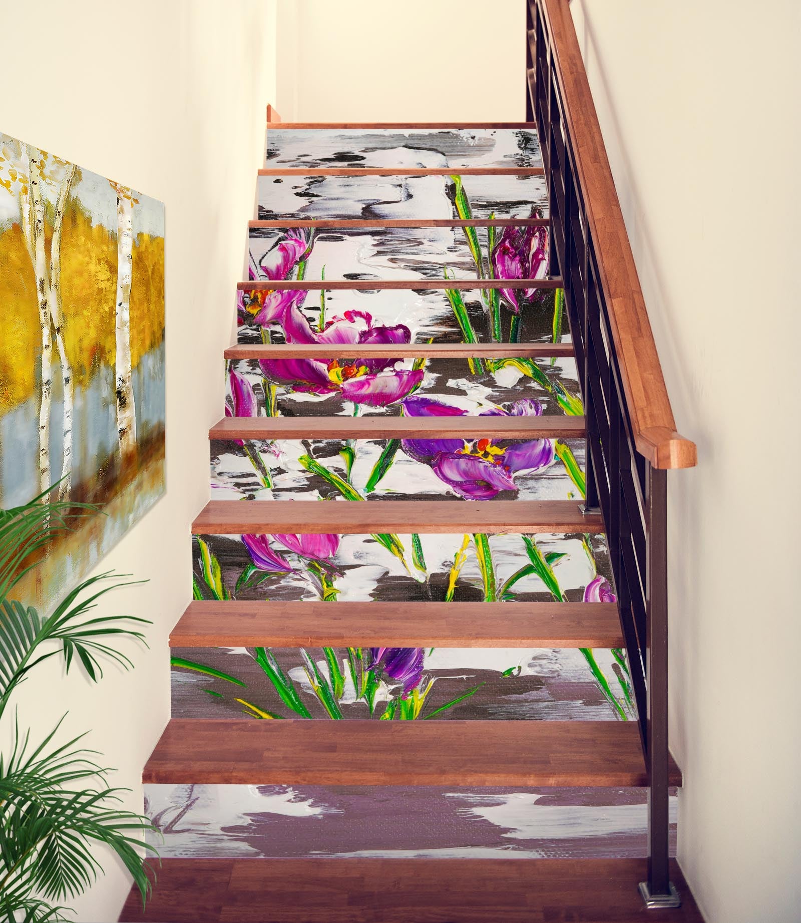 3D Purple Flowers 822 Skromova Marina Stair Risers