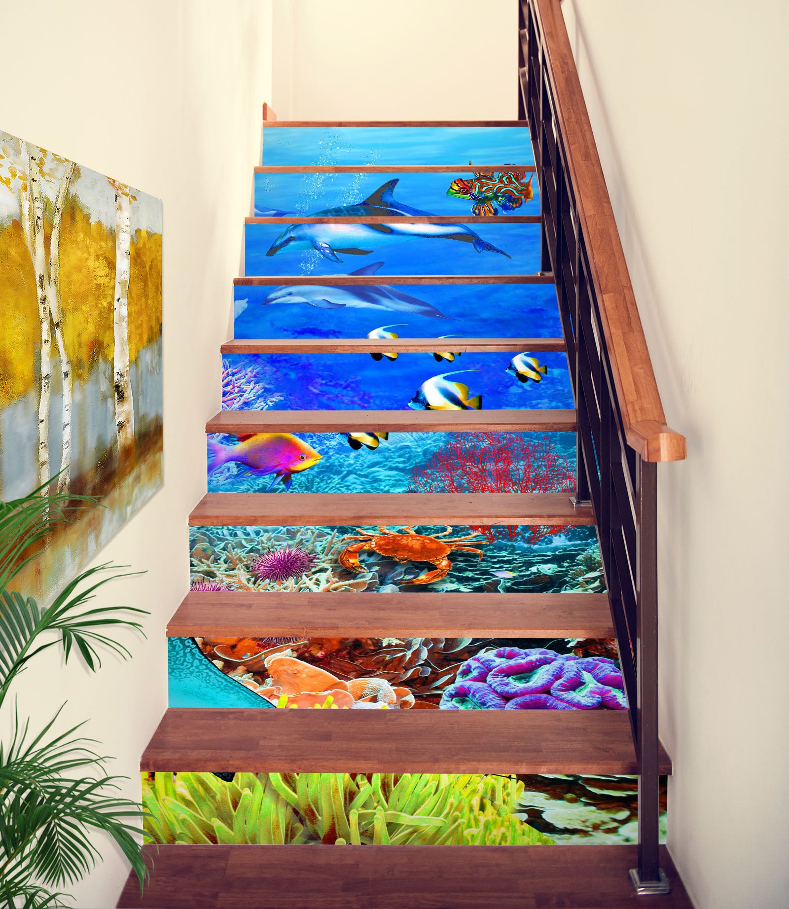3D Colorful Coral Ocean 96190 Adrian Chesterman Stair Risers