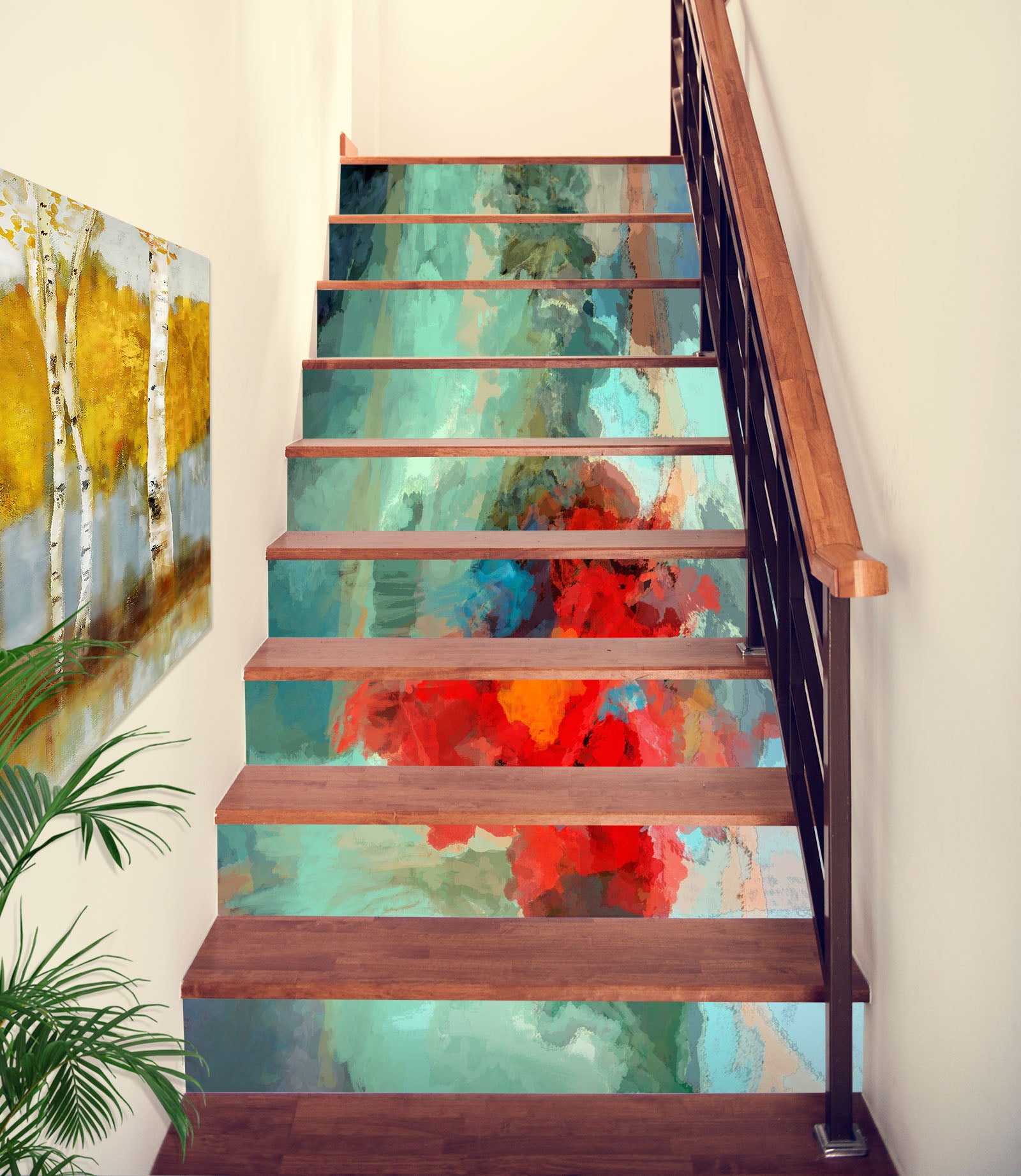 3D Red Flowers 104221 Michael Tienhaara Stair Risers