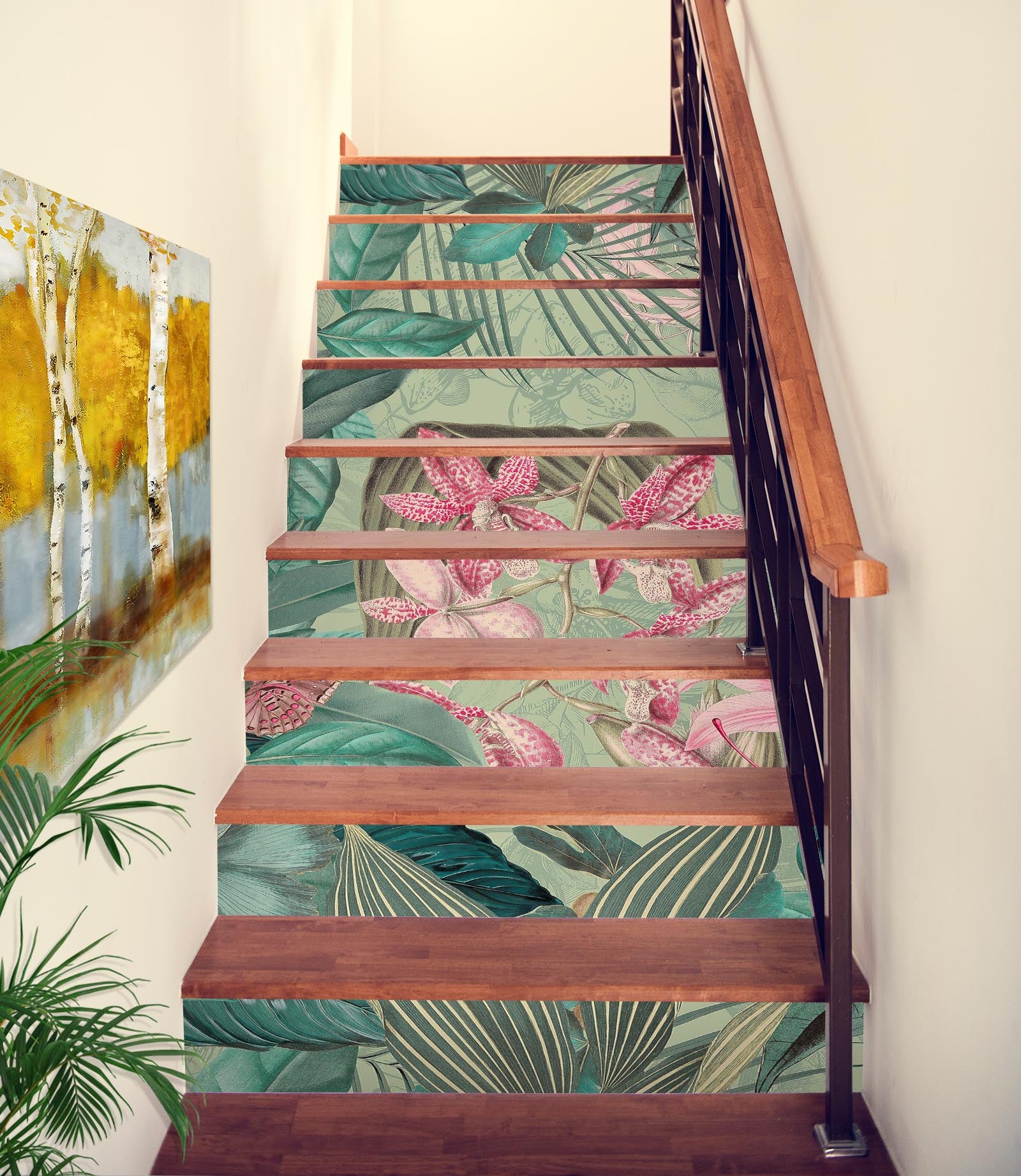 3D Pink Flower Grove 109192 Andrea Haase Stair Risers
