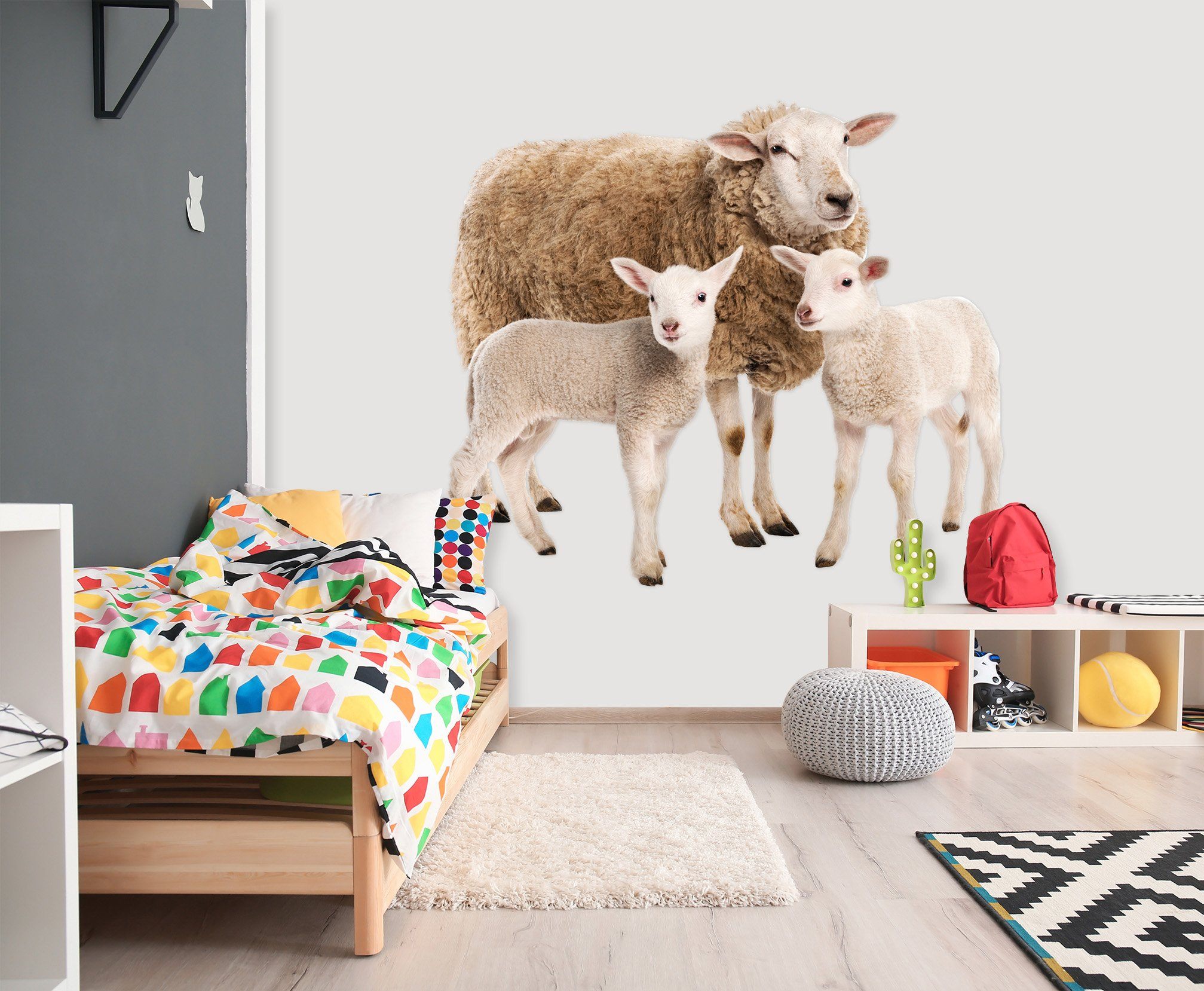 3D Sheep Mother Sheep Child 008 Animals Wall Stickers Wallpaper AJ Wallpaper