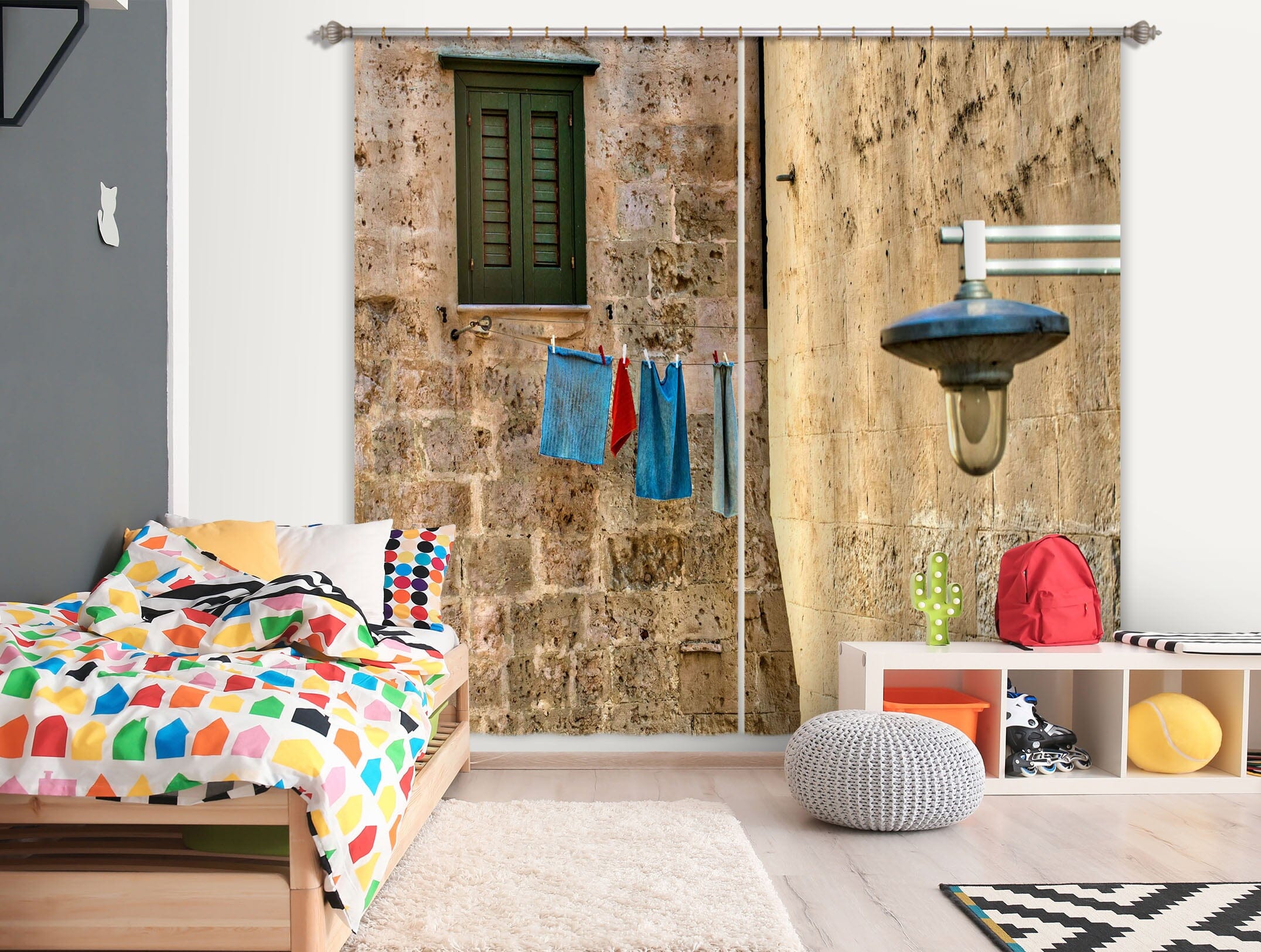 3D Bricks Stacked 043 Marco Carmassi Curtain Curtains Drapes Curtains AJ Creativity Home