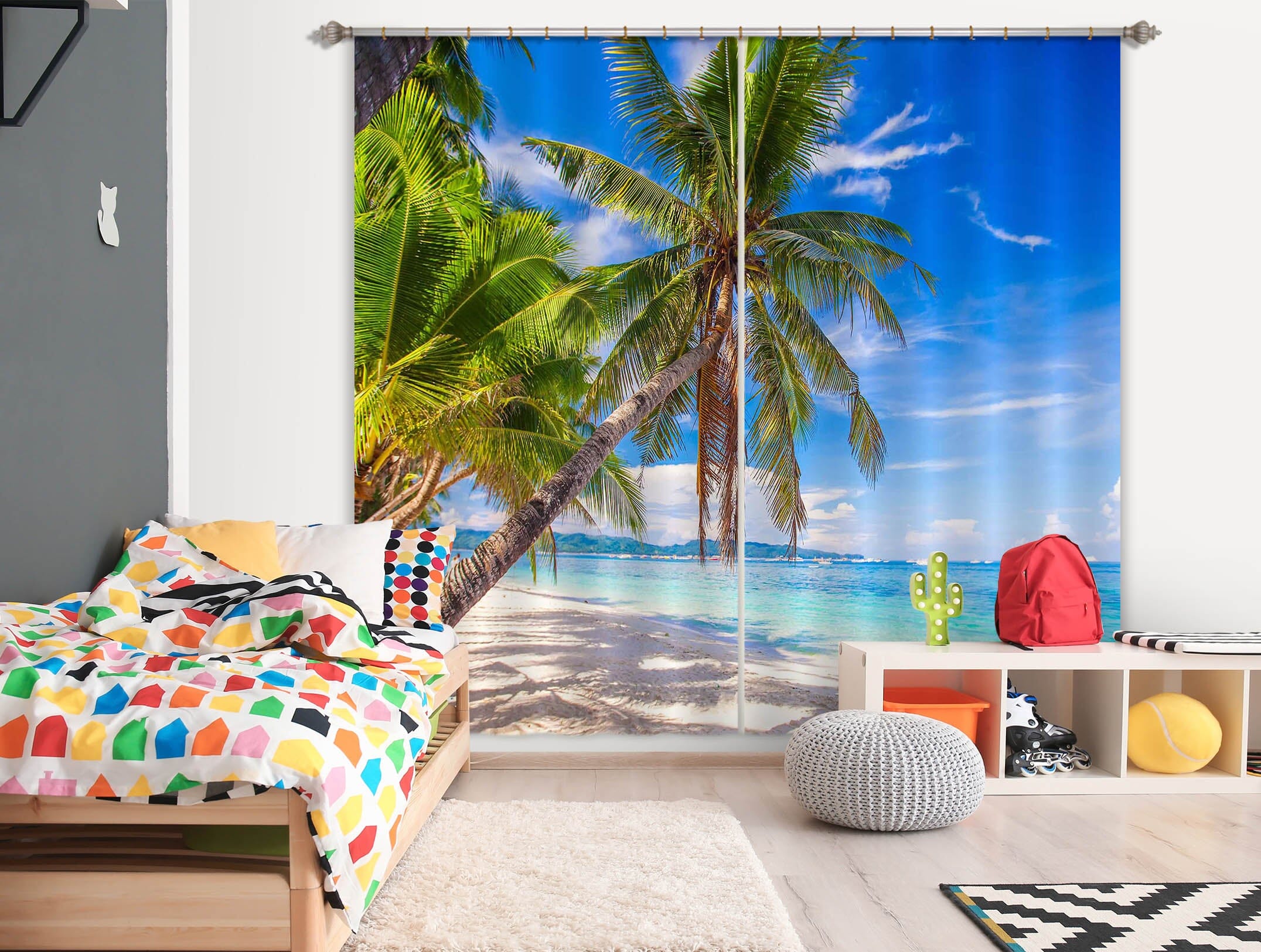3D Big Coconut Tree 868 Curtains Drapes Wallpaper AJ Wallpaper
