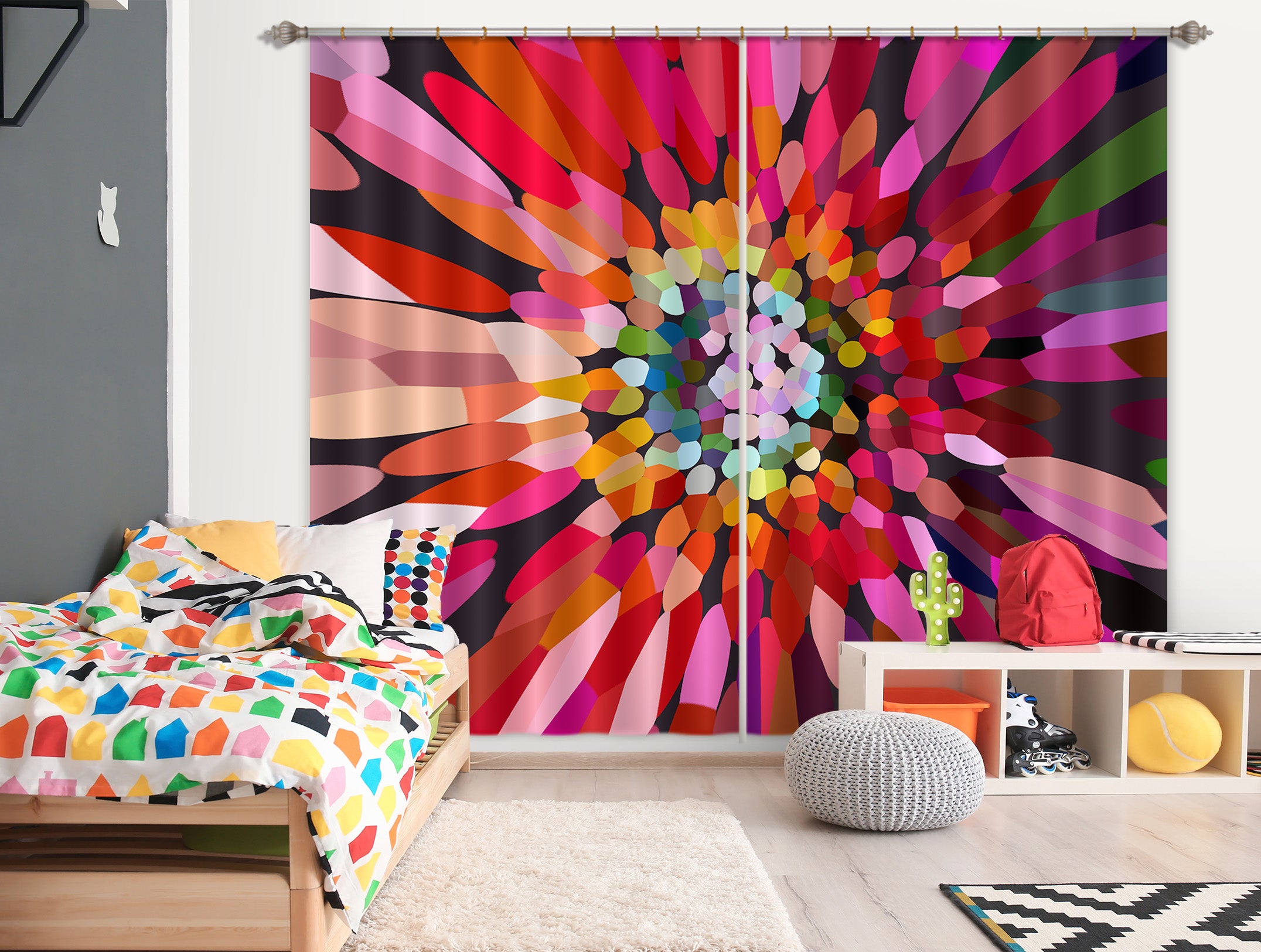 3D Pink Flower Horizontal 70080 Shandra Smith Curtain Curtains Drapes