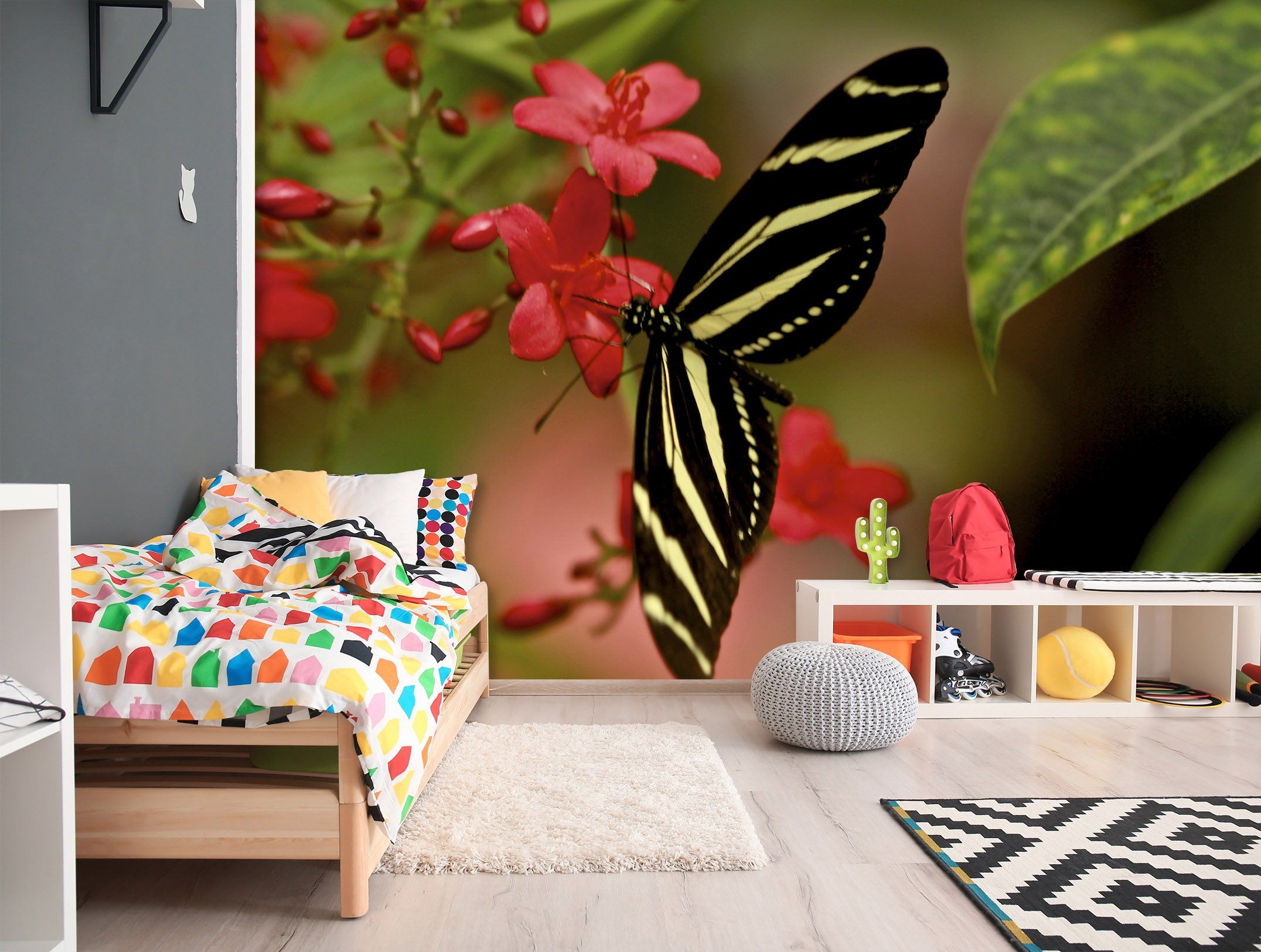 3D Butterfly Collecting Honey 133 Kathy Barefield Wall Mural Wall Murals Wallpaper AJ Wallpaper 2