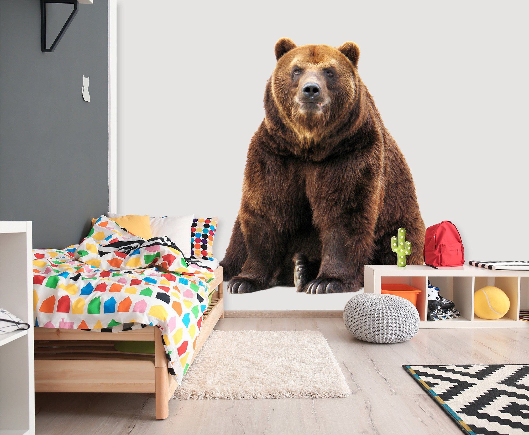 3D Brown Bear Face 201 Animals Wall Stickers Wallpaper AJ Wallpaper