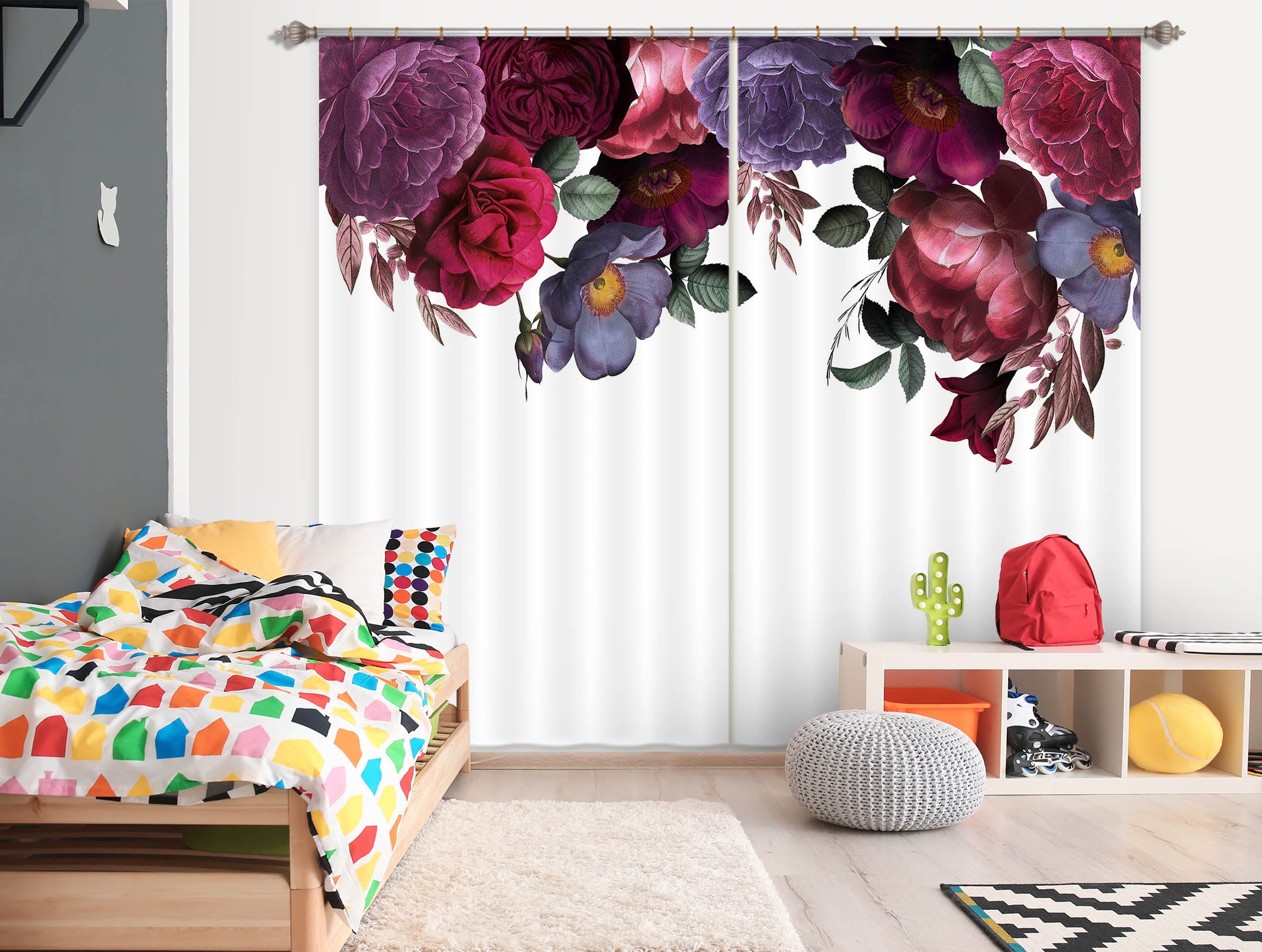 3D Red Peony 206 Uta Naumann Curtain Curtains Drapes