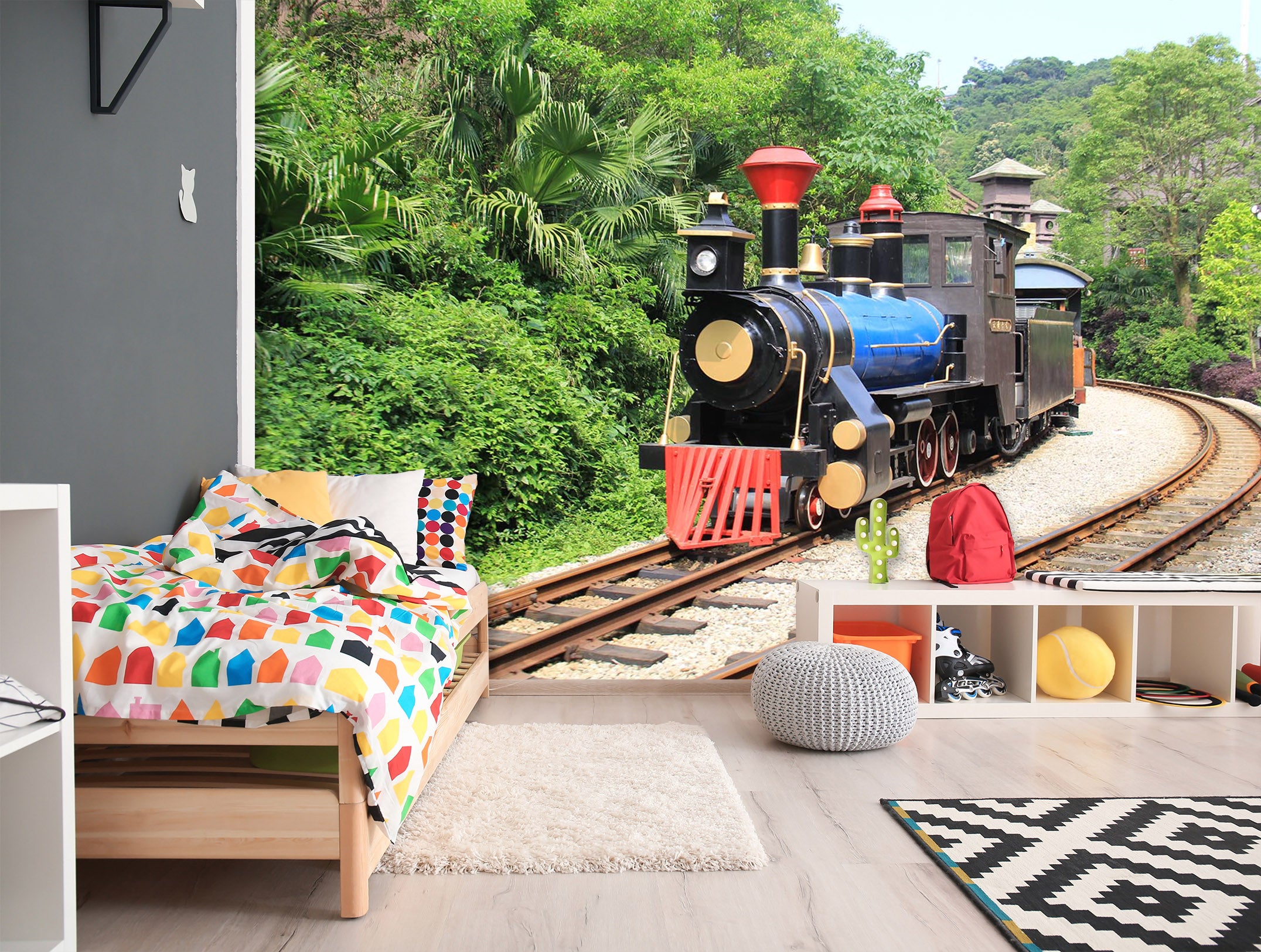 3D Train Mountain 036 Vehicle Wall Murals