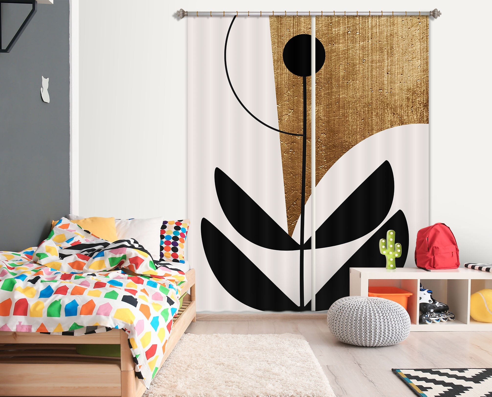 3D Abstract Golden 1089 Boris Draschoff Curtain Curtains Drapes Curtains AJ Creativity Home