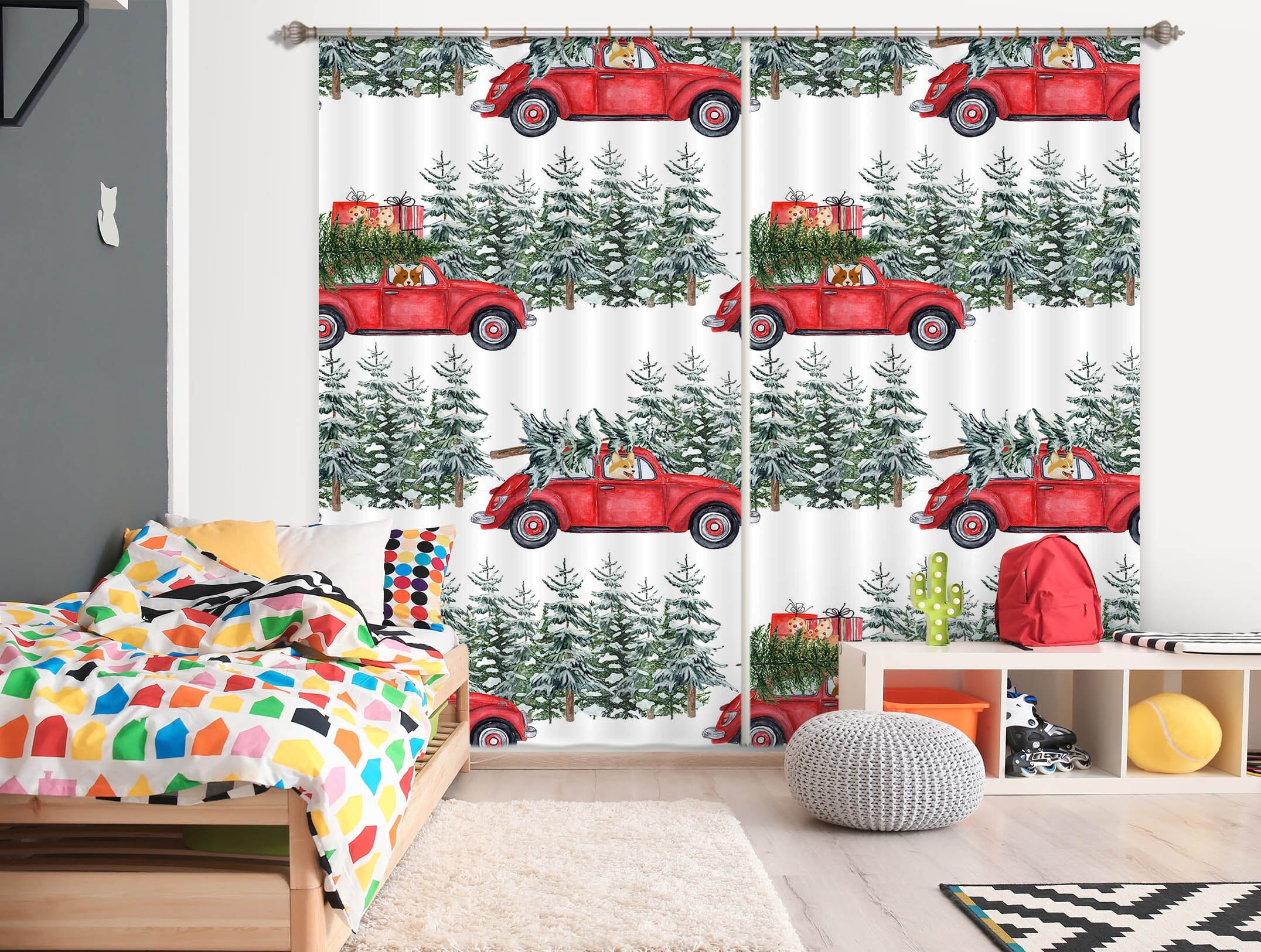 3D Puppy Car 102 Uta Naumann Curtain Curtains Drapes Curtains AJ Creativity Home