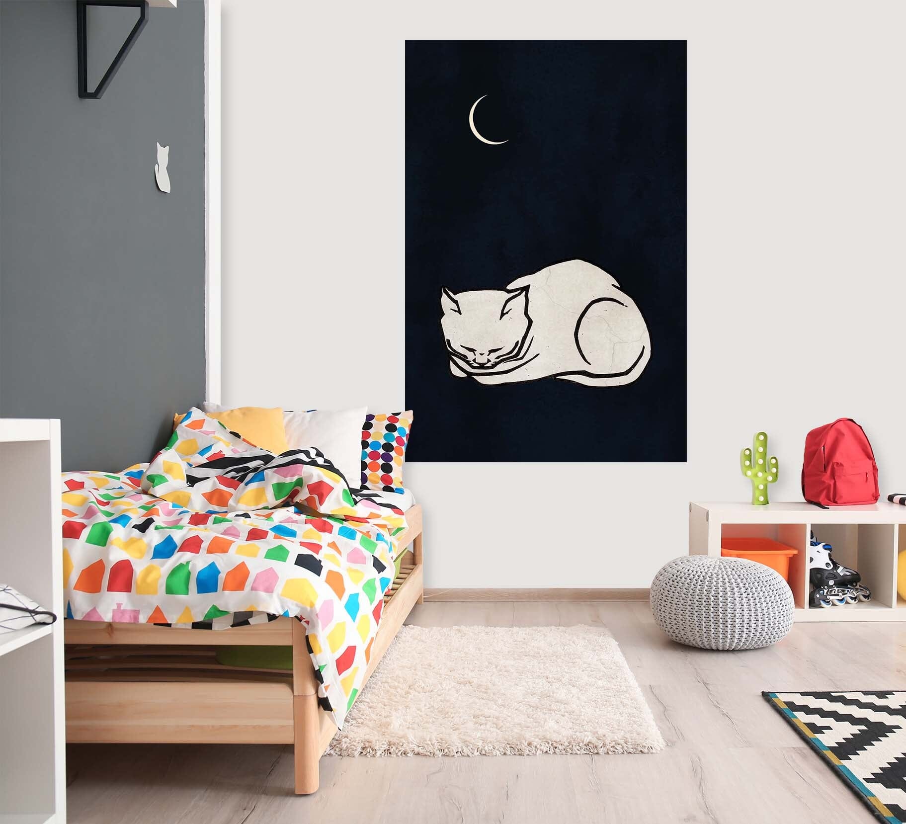 3D White Cat 129 Boris Draschoff Wall Sticker Wallpaper AJ Wallpaper 2