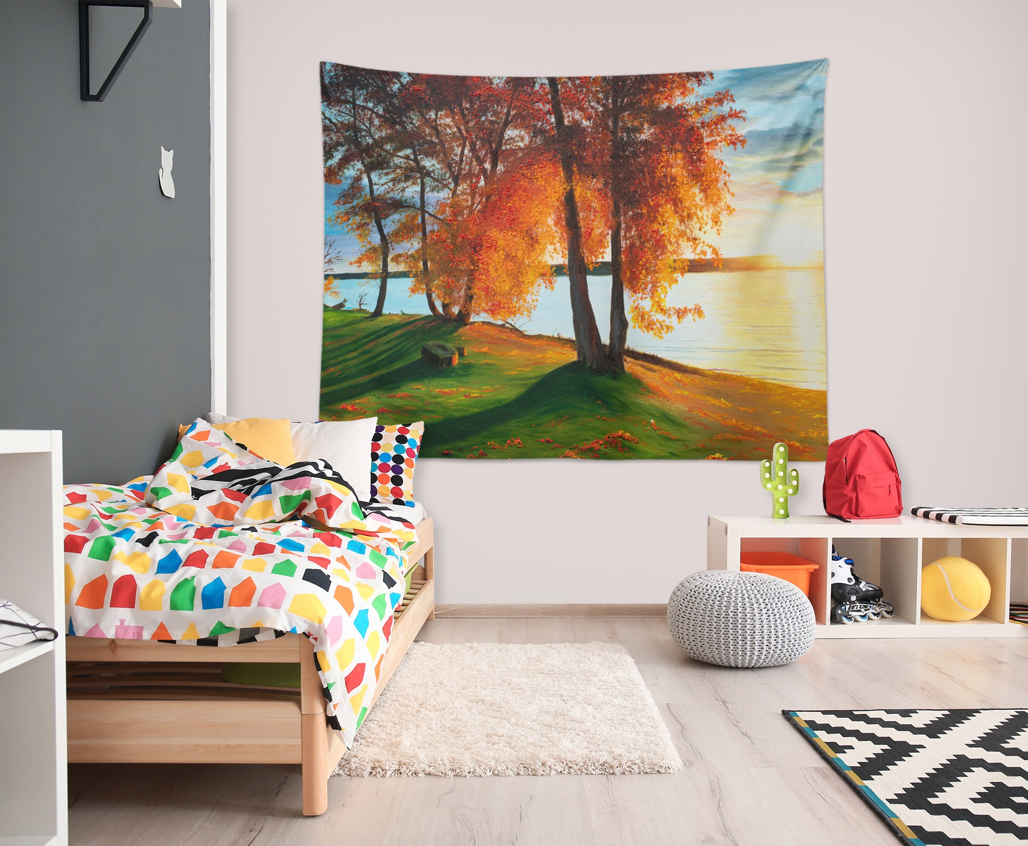 3D Autumn Tree Sunset 862 Marina Zotova Tapestry Hanging Cloth Hang