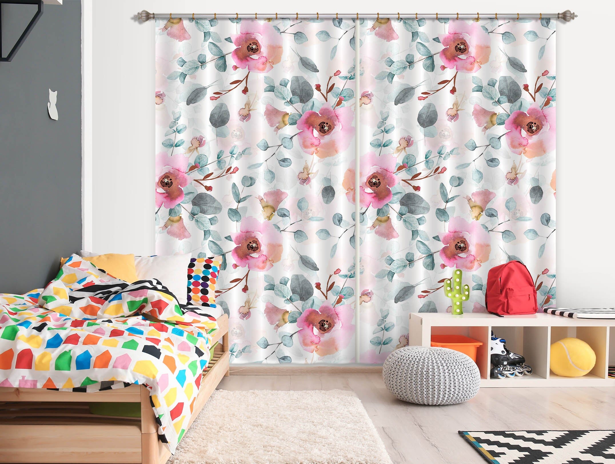 3D Red Flower 252 Uta Naumann Curtain Curtains Drapes Curtains AJ Creativity Home