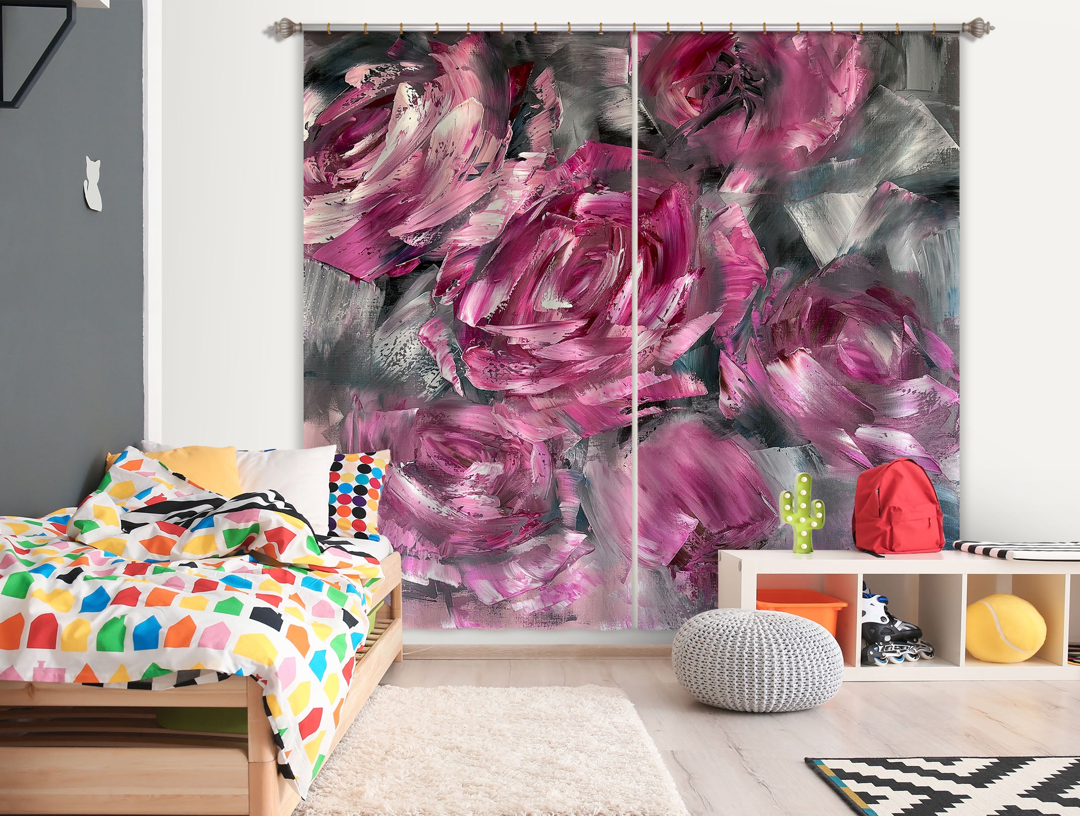 3D Red Rose 3013 Skromova Marina Curtain Curtains Drapes