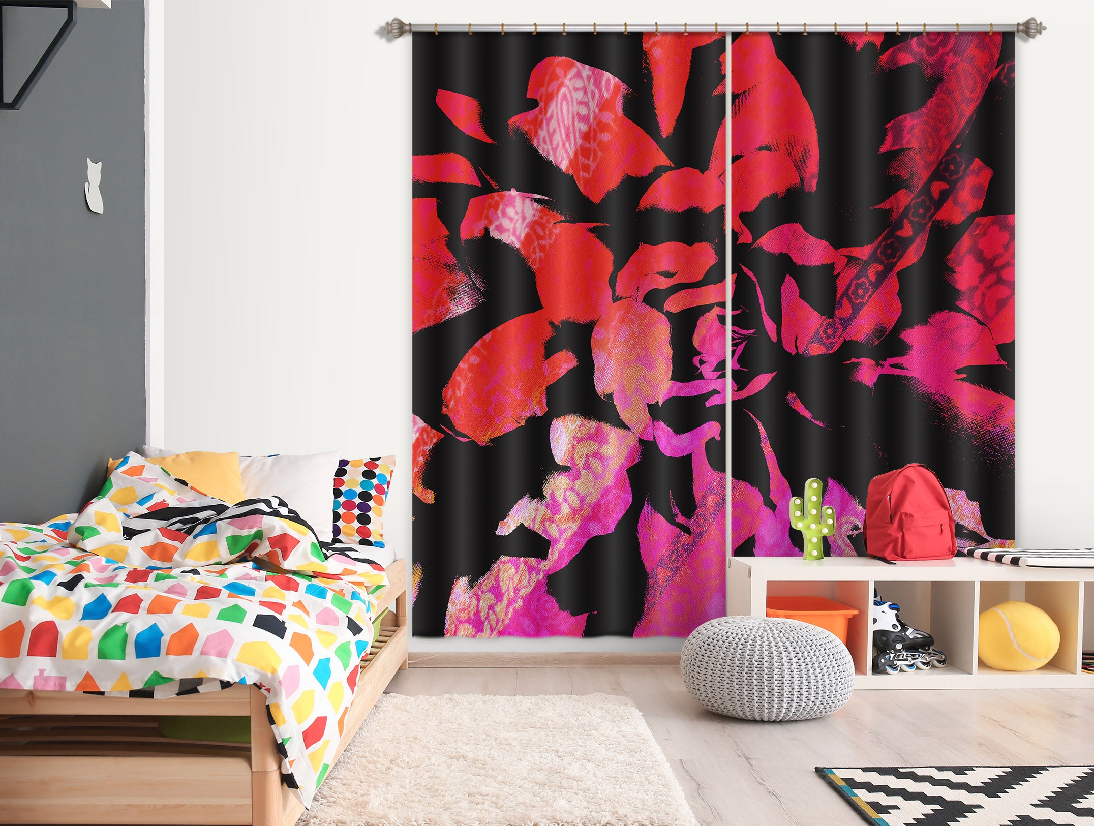 3D Red Pattern 19178 Shandra Smith Curtain Curtains Drapes