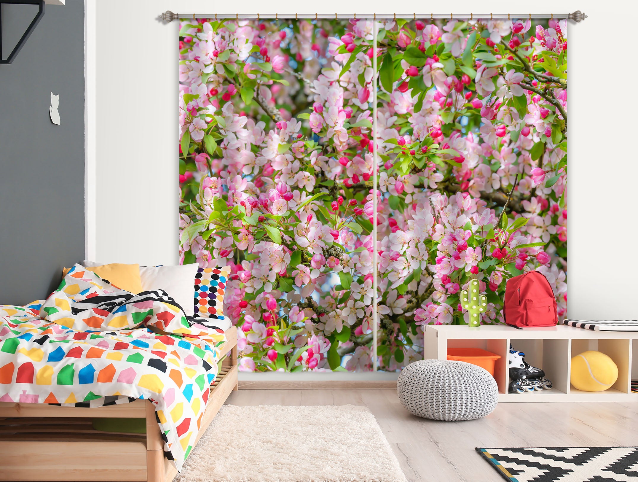 3D Pink Peach Blossom 6379 Assaf Frank Curtain Curtains Drapes