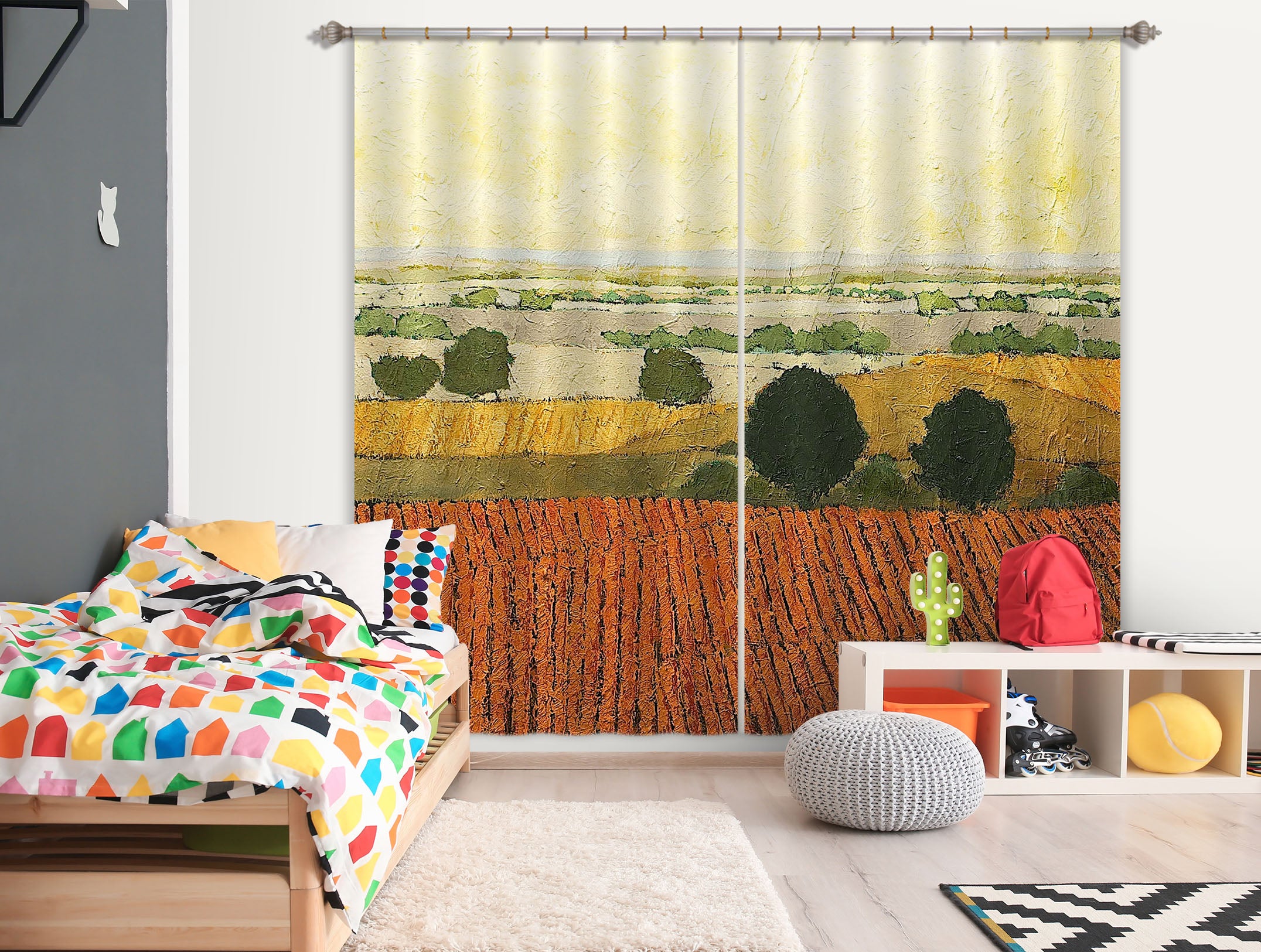 3D Autumn Field 120 Allan P. Friedlander Curtain Curtains Drapes
