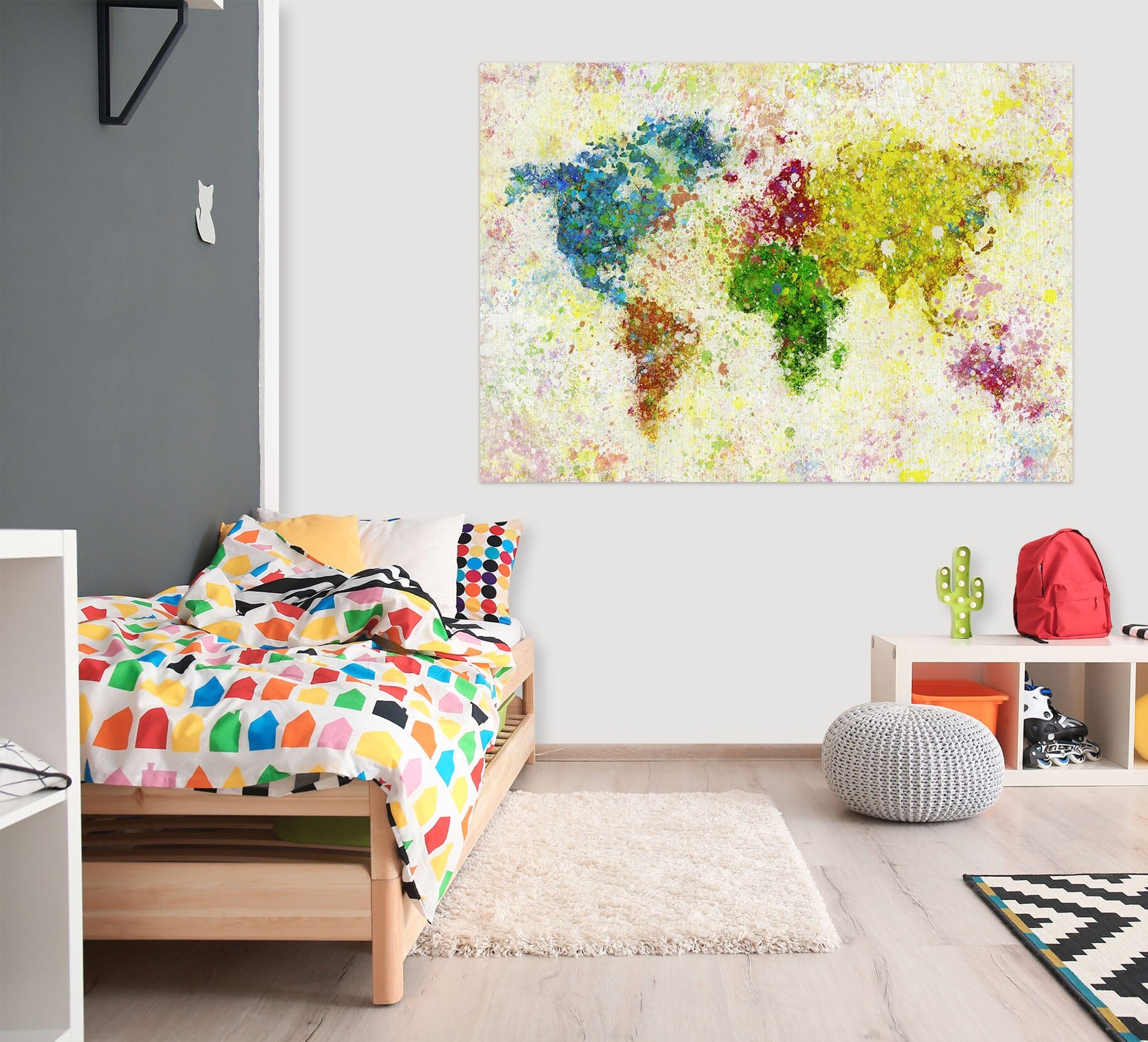 3D Color Graffiti 134 World Map Wall Sticker Wallpaper AJ Wallpaper 2