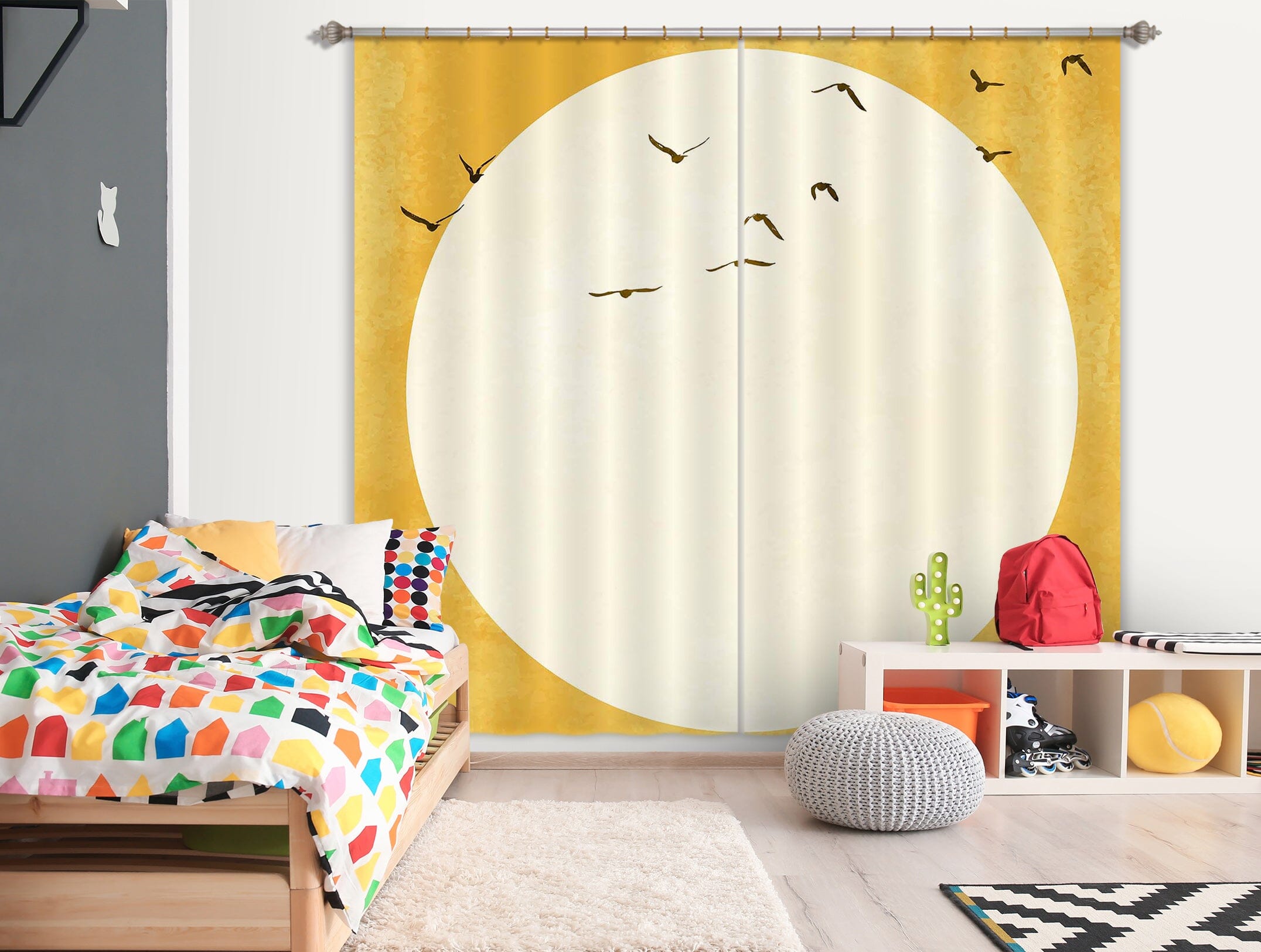 3D Flying Bird 064 Boris Draschoff Curtain Curtains Drapes Curtains AJ Creativity Home