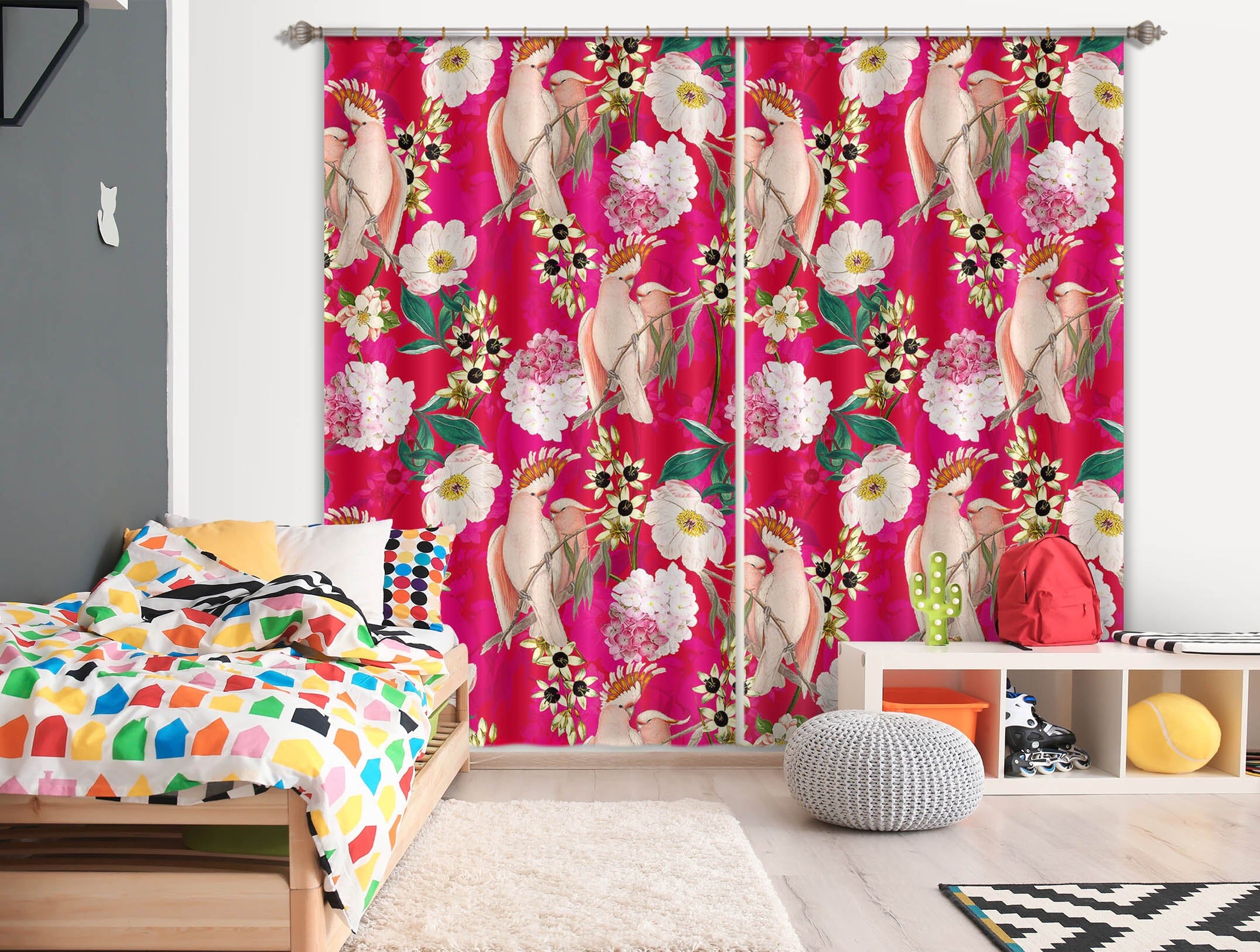 3D Pink Flowers 131 Uta Naumann Curtain Curtains Drapes Curtains AJ Creativity Home