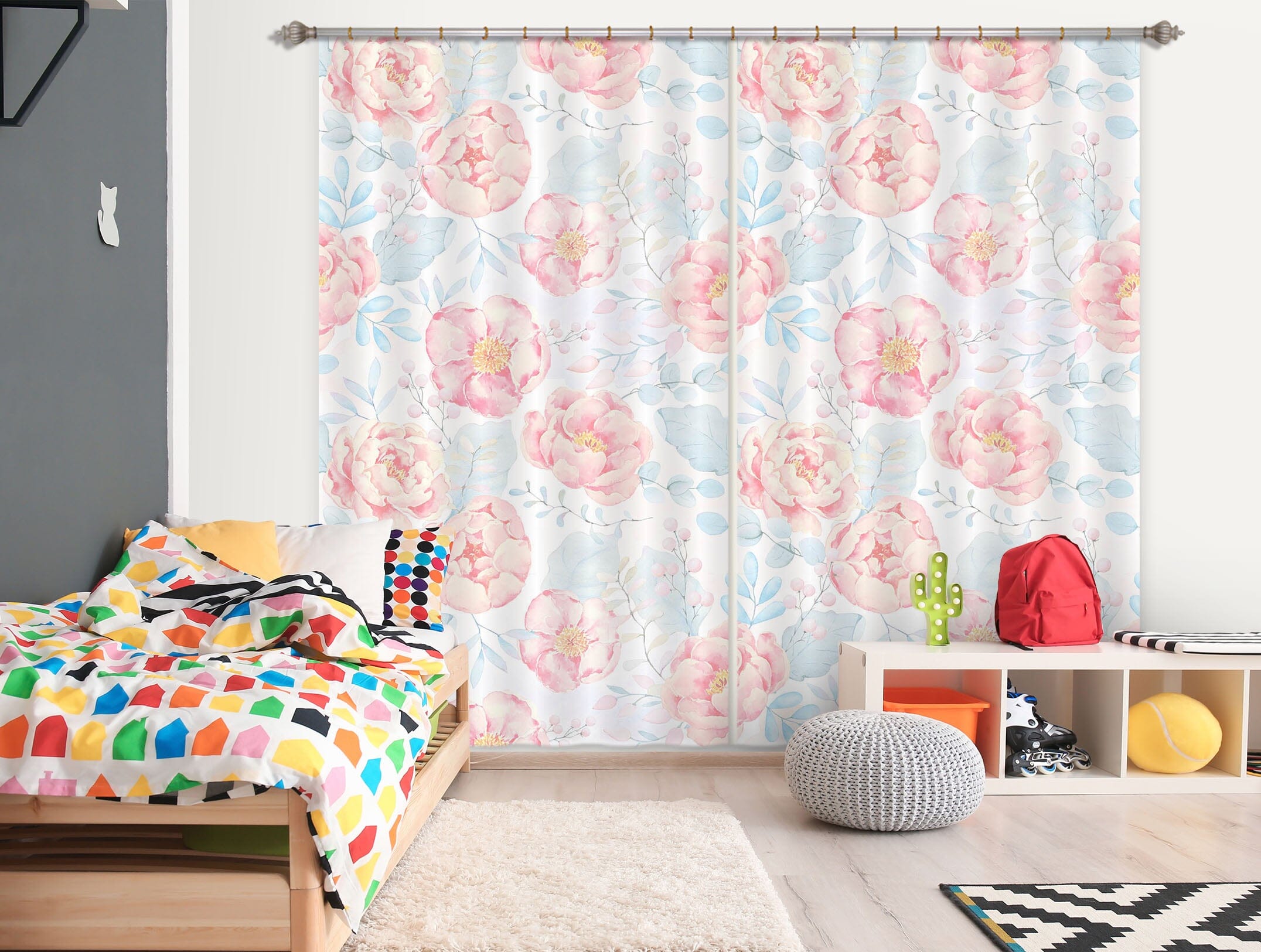 3D Pink Peony 233 Uta Naumann Curtain Curtains Drapes Curtains AJ Creativity Home