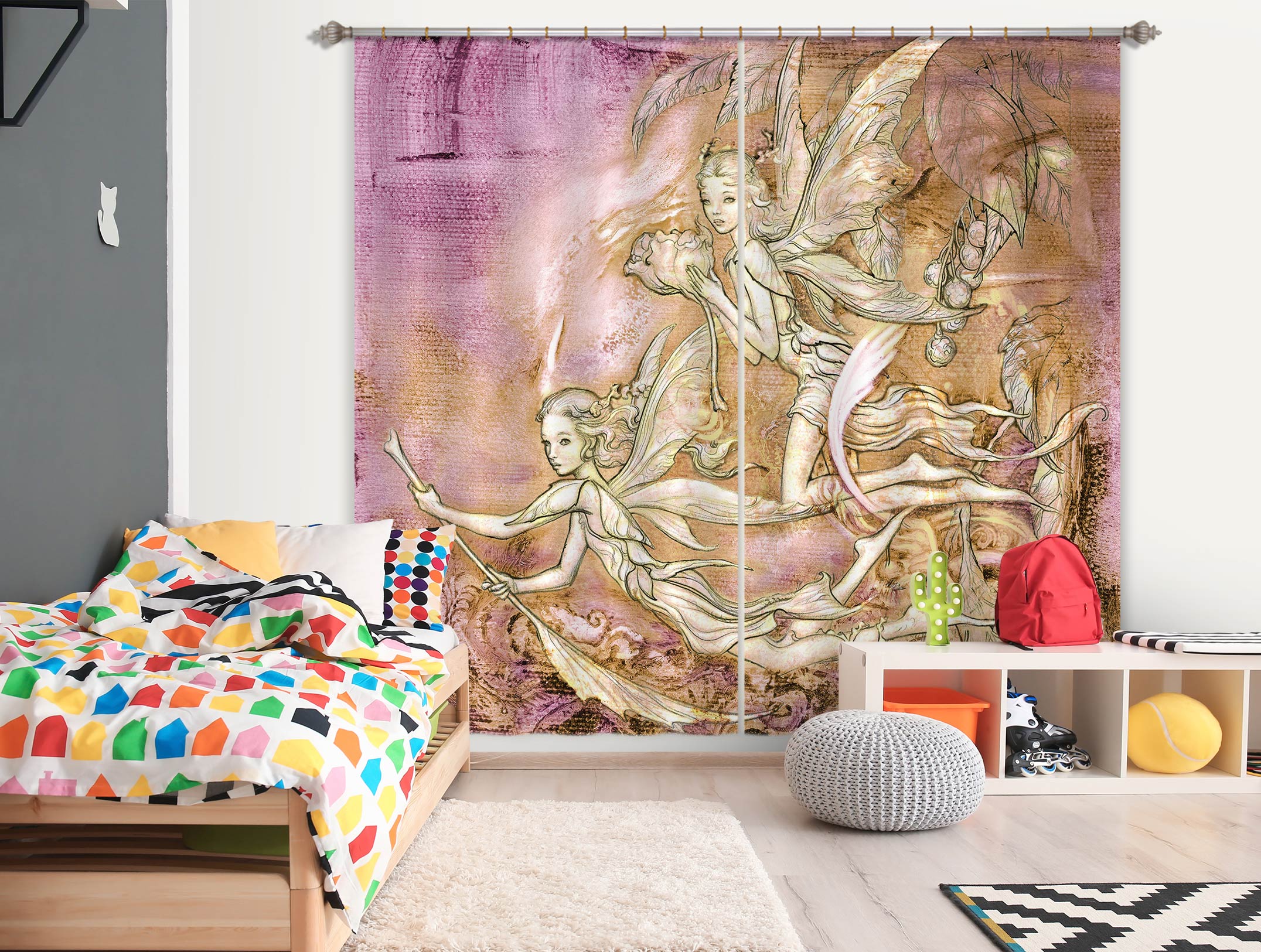 3D Elf Pattern 8006 Ciruelo Curtain Curtains Drapes