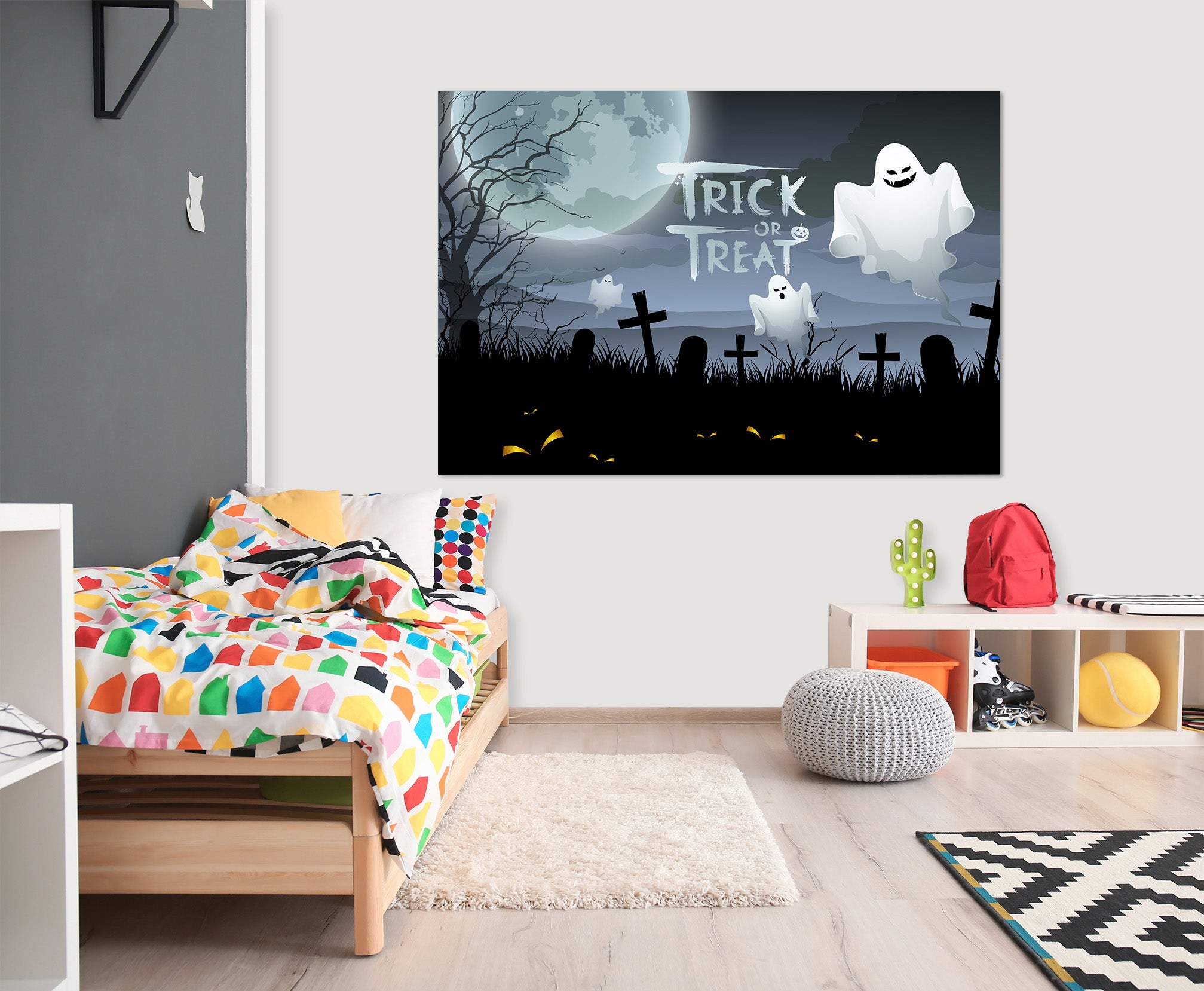 3D Moon Graveyard Ghost 015 Halloween Wall Stickers Wallpaper AJ Wallpaper 2