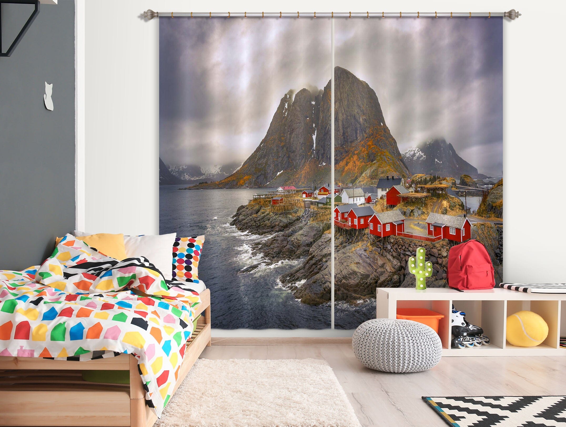 3D Red House 153 Marco Carmassi Curtain Curtains Drapes Curtains AJ Creativity Home
