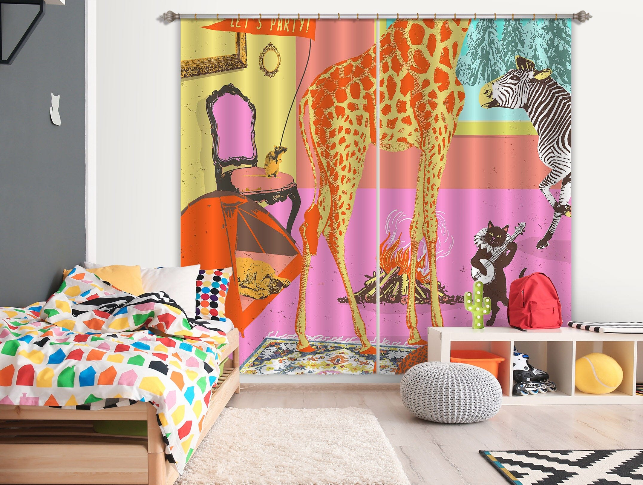 3D Party Time 048 Showdeer Curtain Curtains Drapes Curtains AJ Creativity Home