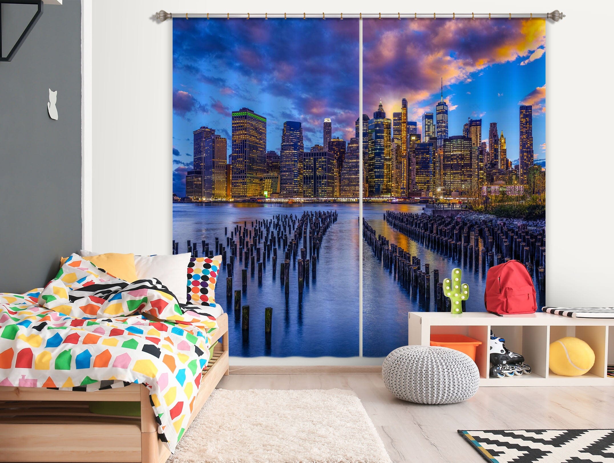 3D City River 143 Marco Carmassi Curtain Curtains Drapes Curtains AJ Creativity Home