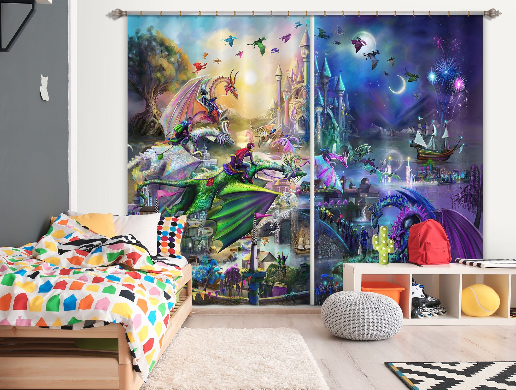 3D Wonderland 110 Rose Catherine Khan Curtain Curtains Drapes Curtains AJ Creativity Home