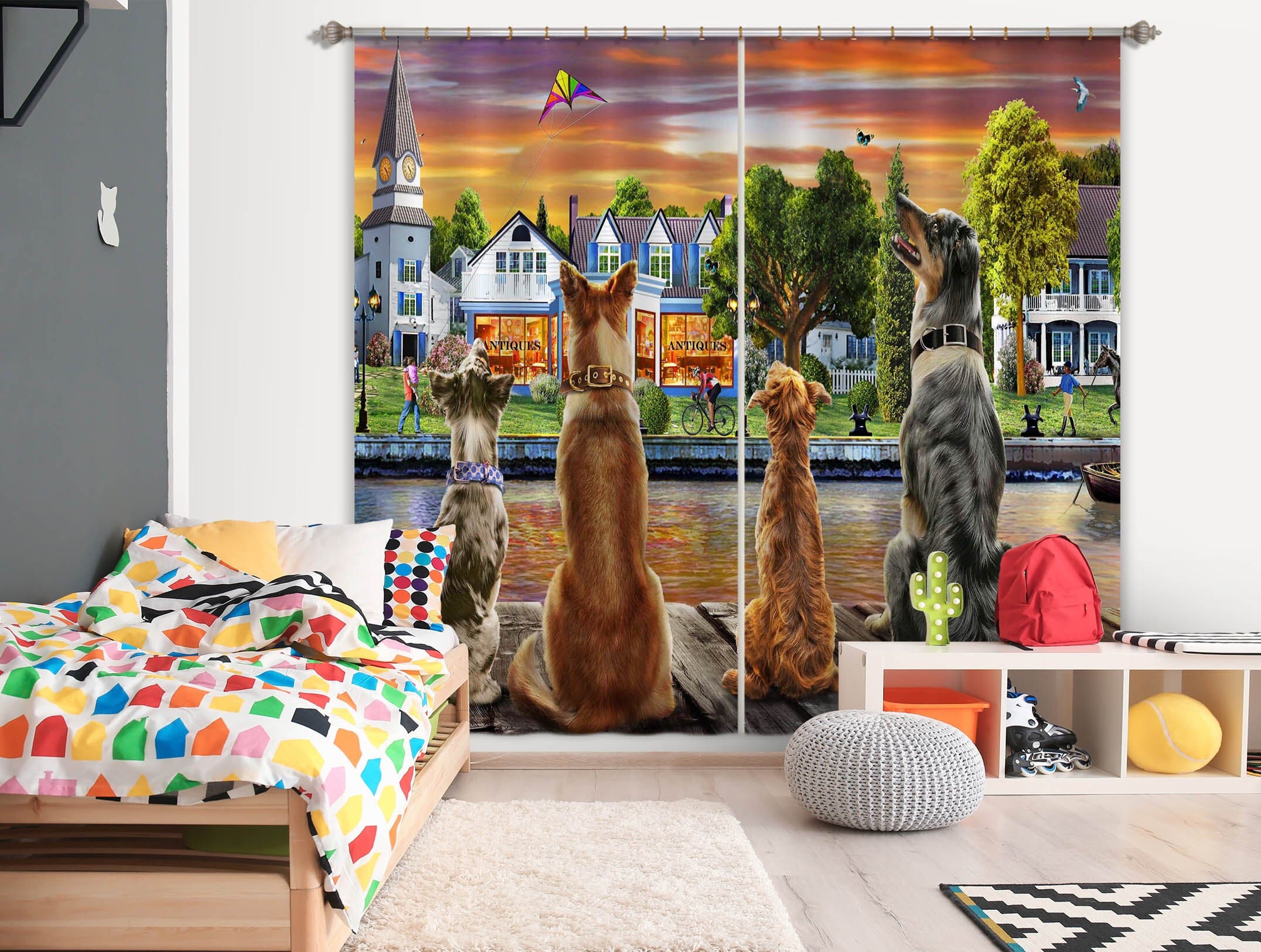 3D Dog Guard 063 Adrian Chesterman Curtain Curtains Drapes Curtains AJ Creativity Home