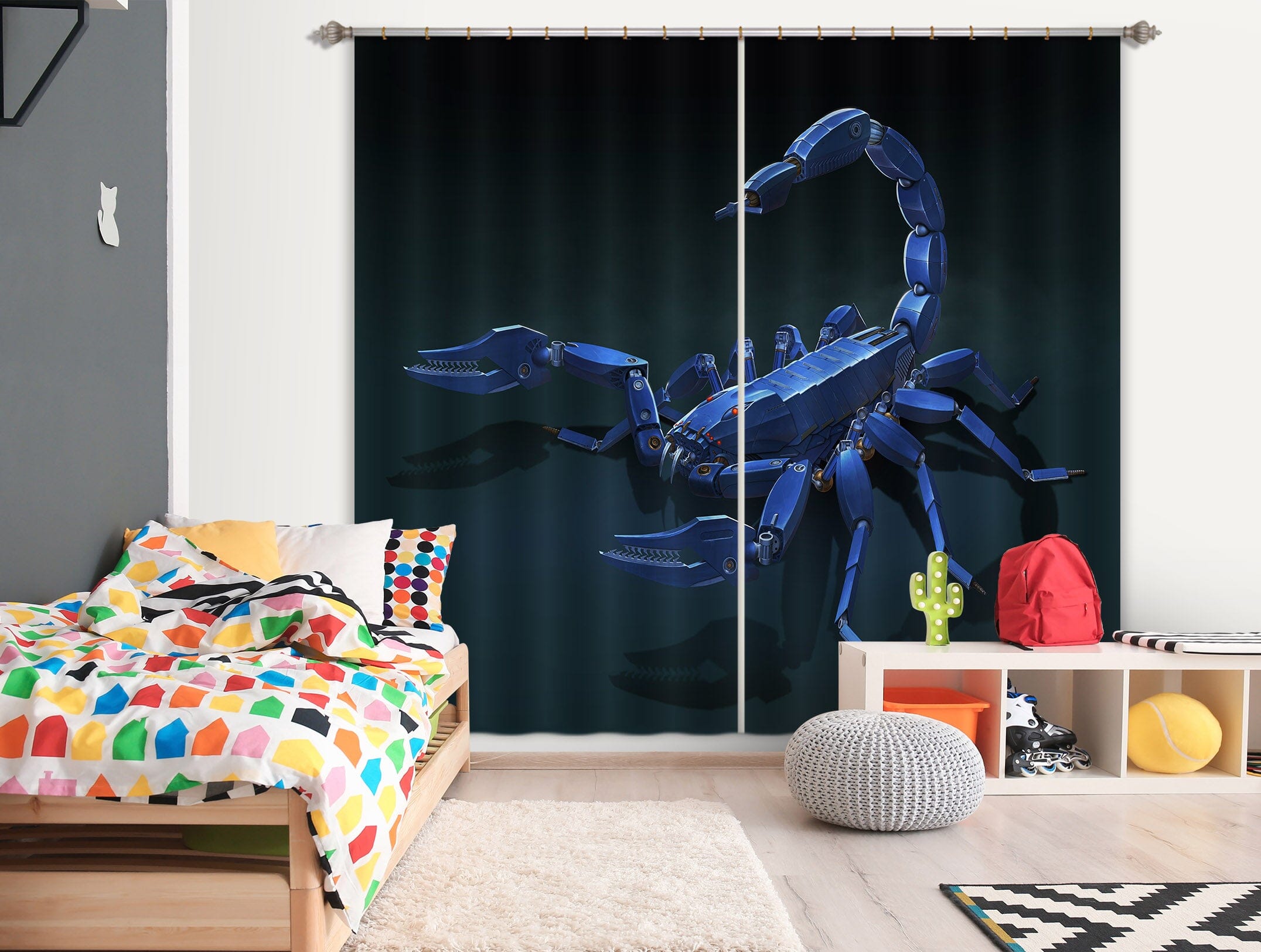 3D Metal Scorpion 053 Vincent Hie Curtain Curtains Drapes Curtains AJ Creativity Home