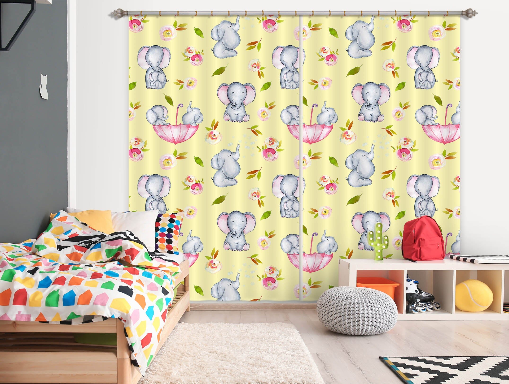 3D Graffiti Elephant 137 Uta Naumann Curtain Curtains Drapes Curtains AJ Creativity Home