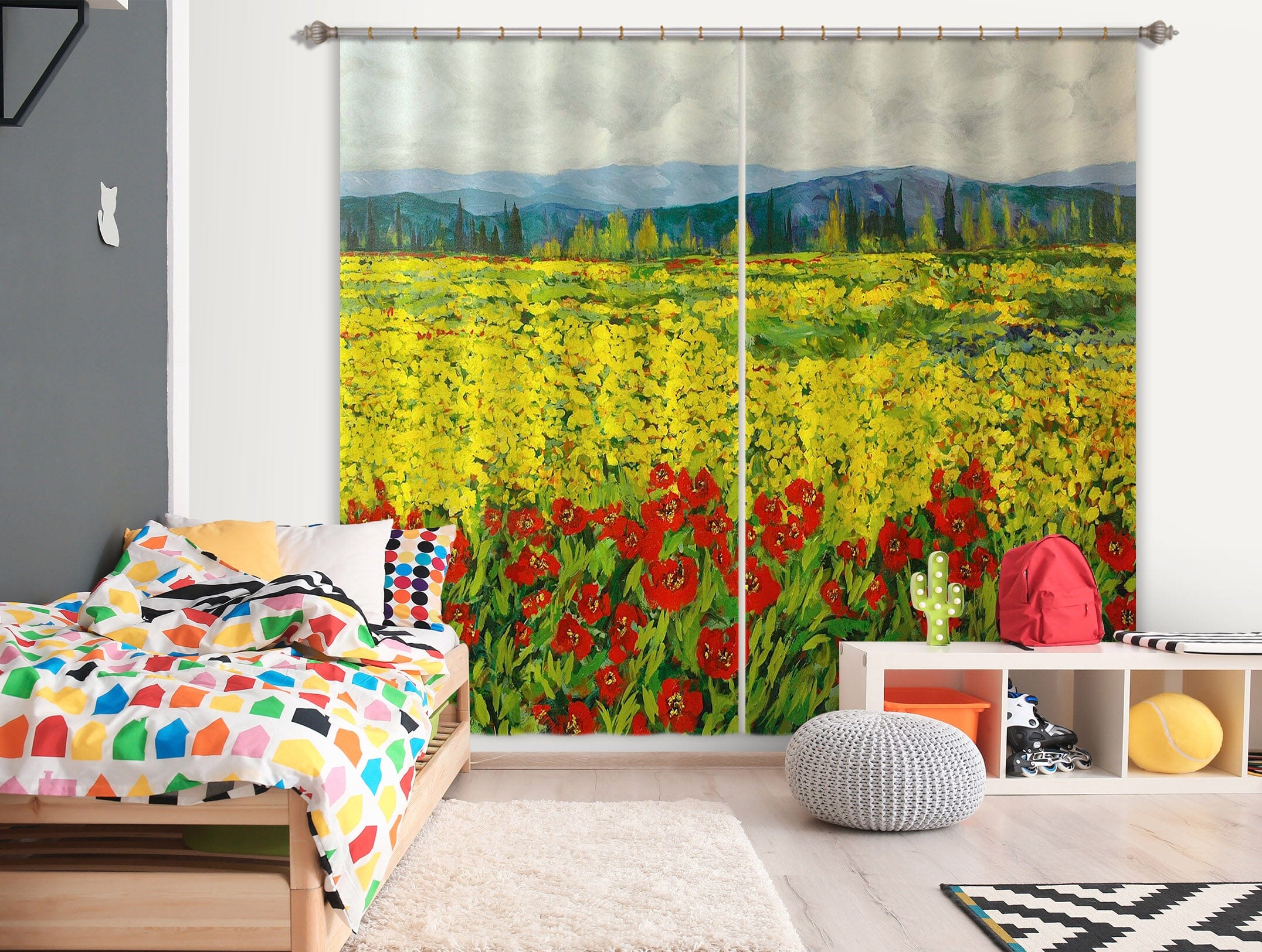 3D Flowers Everywhere 137 Allan P. Friedlander Curtain Curtains Drapes Curtains AJ Creativity Home