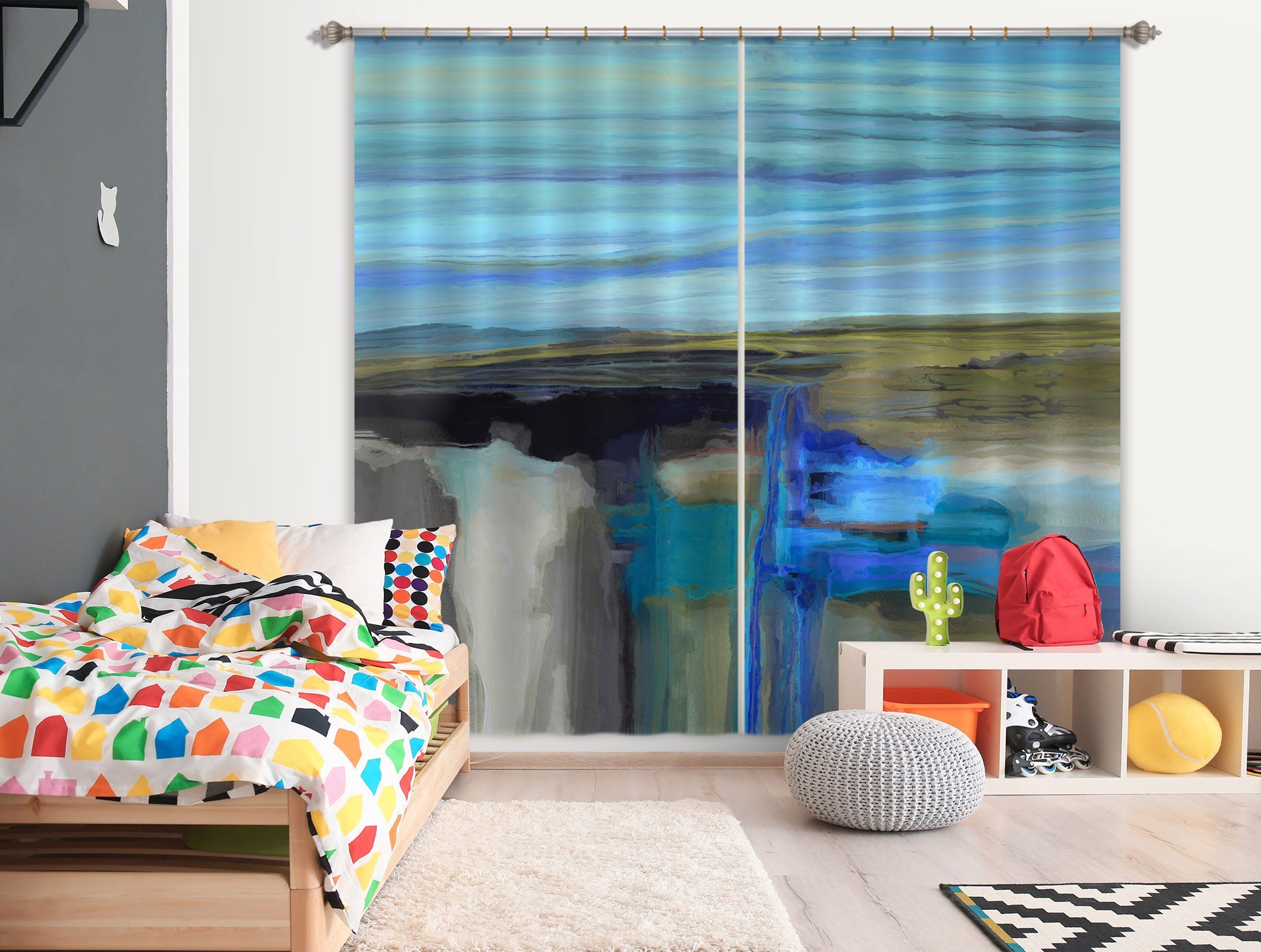 3D Blue Lake 065 Michael Tienhaara Curtain Curtains Drapes Curtains AJ Creativity Home