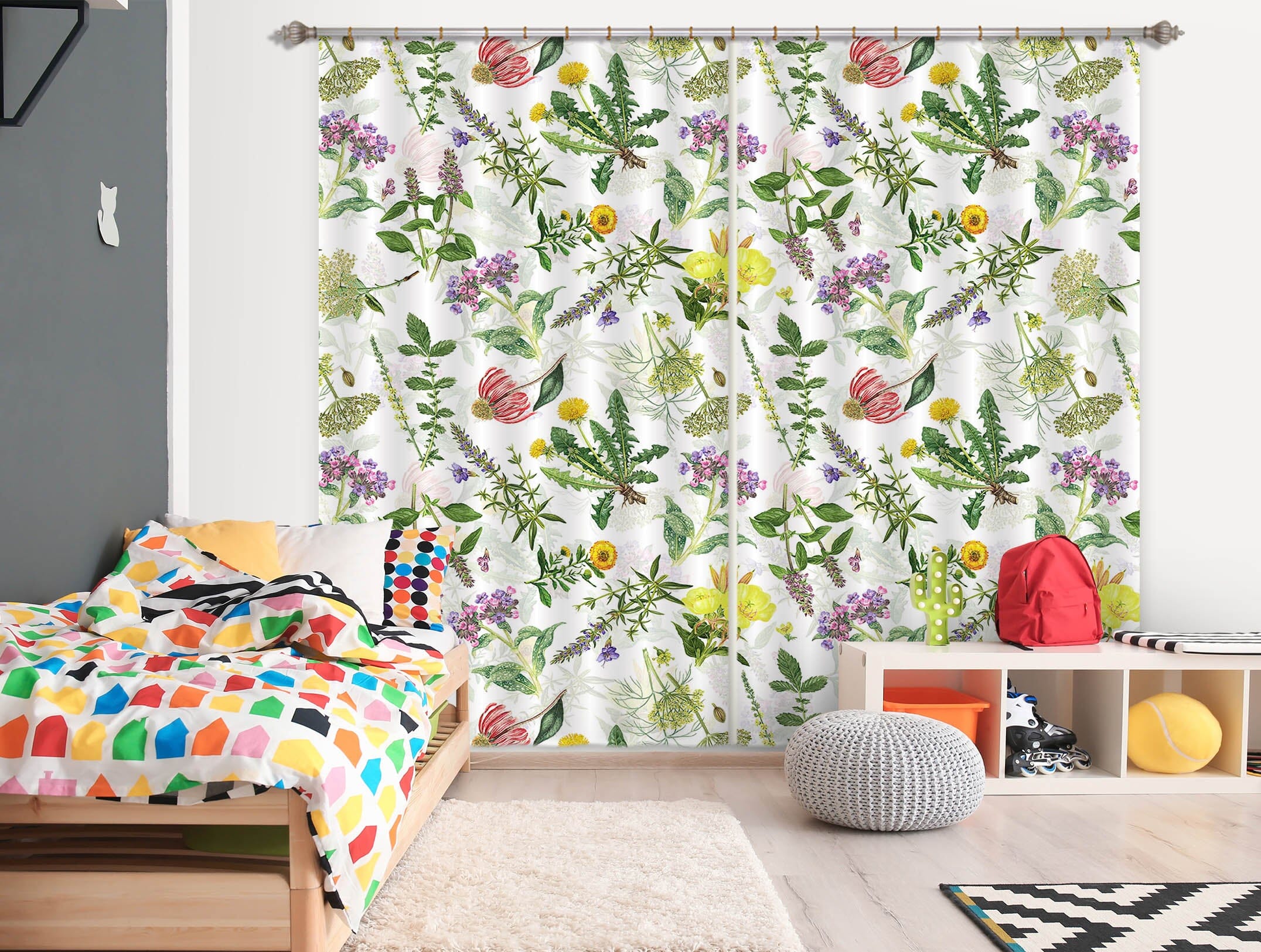 3D Color Chrysanthemum 264 Uta Naumann Curtain Curtains Drapes Curtains AJ Creativity Home