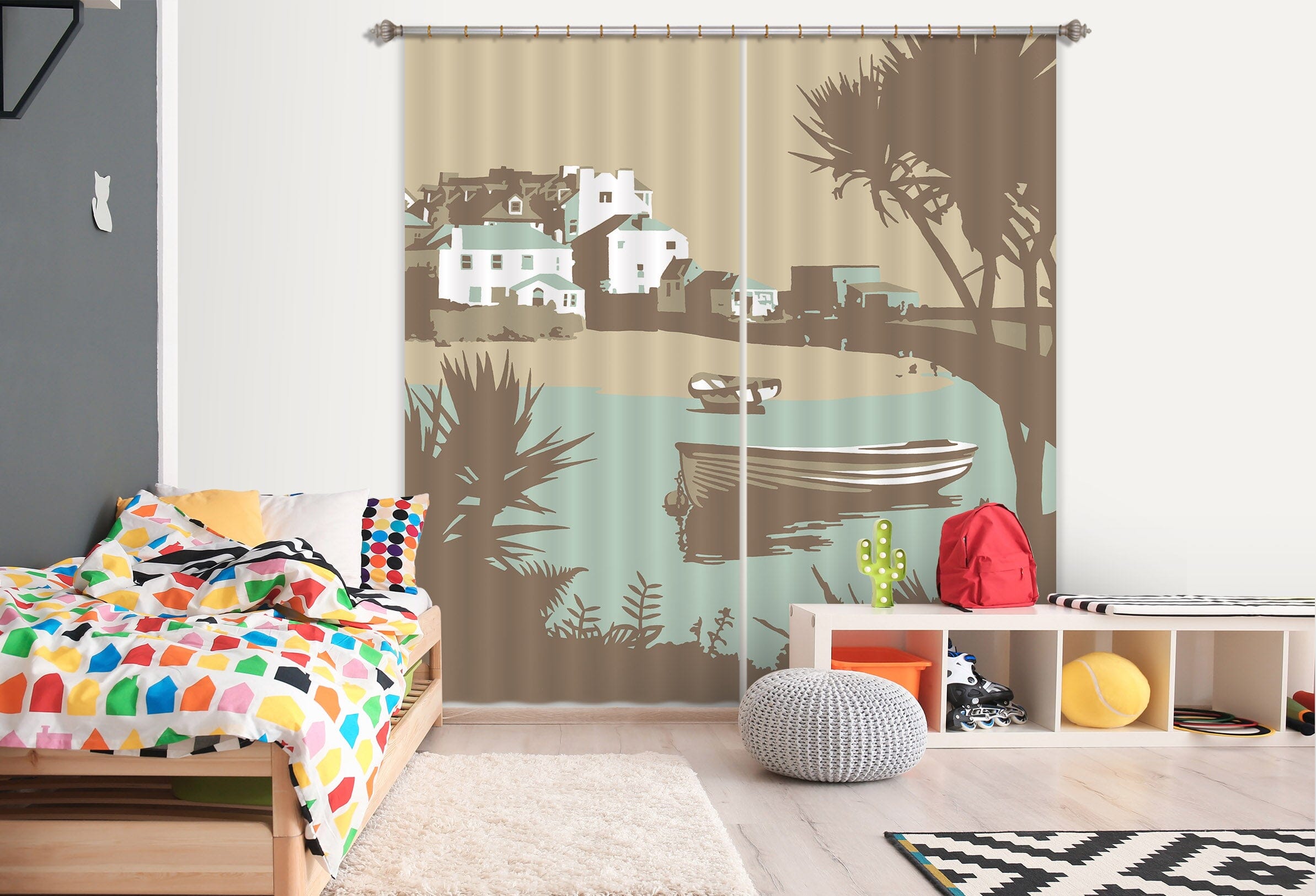3D River Boat 156 Steve Read Curtain Curtains Drapes Curtains AJ Creativity Home