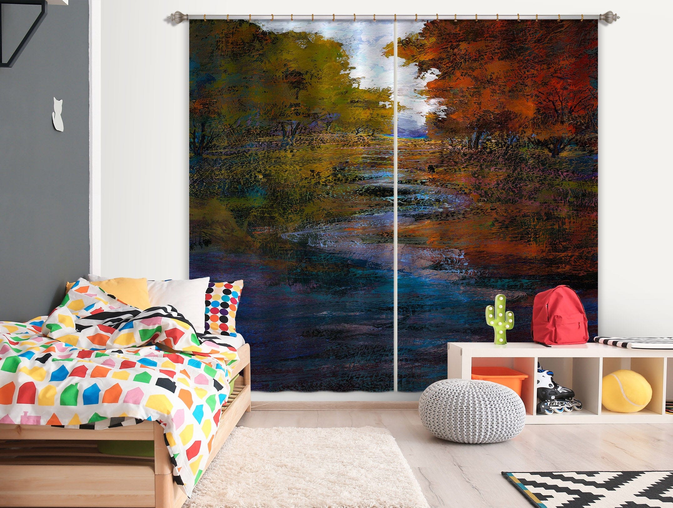 3D Forest River 242 Michael Tienhaara Curtain Curtains Drapes Curtains AJ Creativity Home